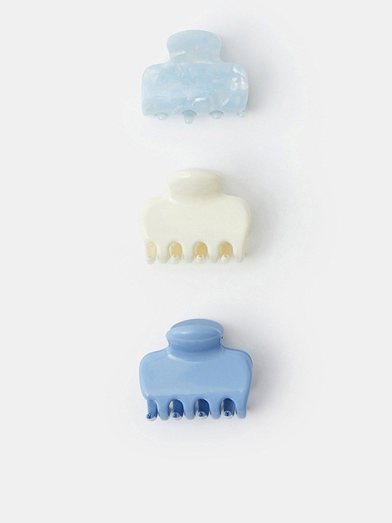 Accessorize 3 Pack Prep Glossy Claw Clips - Blue