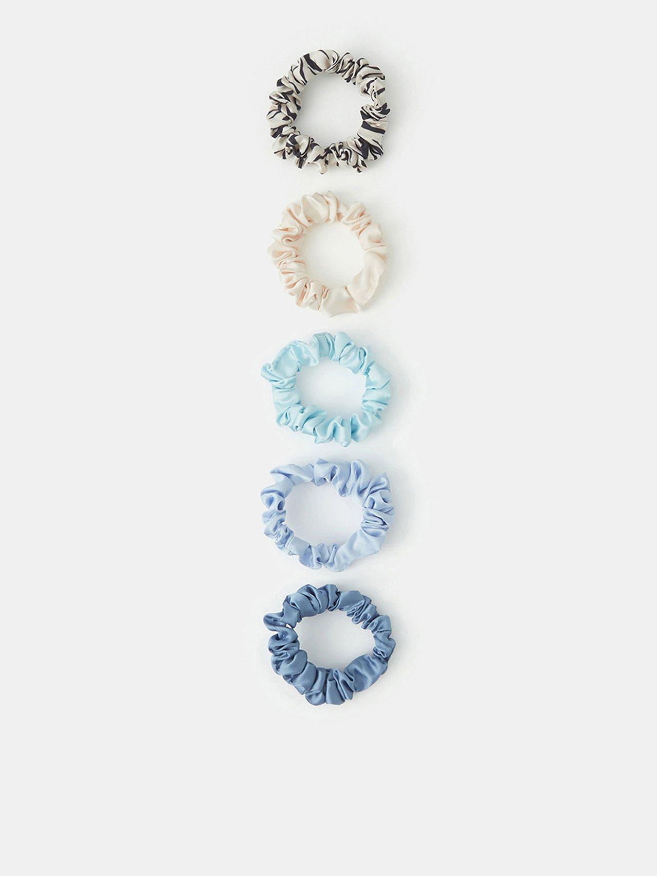 Image 1 of 2 of Accessorize 5 Pack Zebra Print Hair Scrunchies - Blue