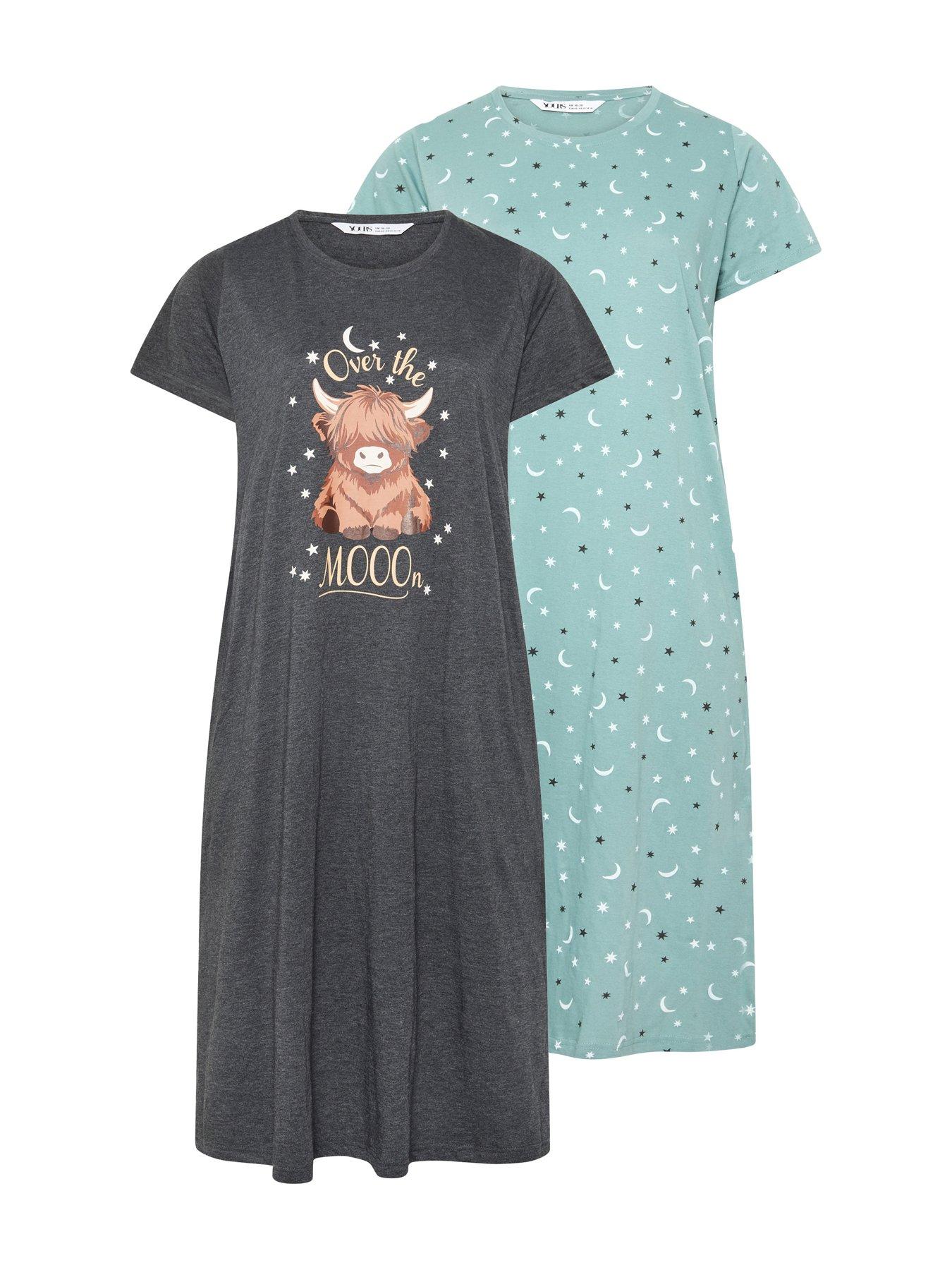 Yours Curve 2 Pack Highland Cow Midaxi Nightdress
