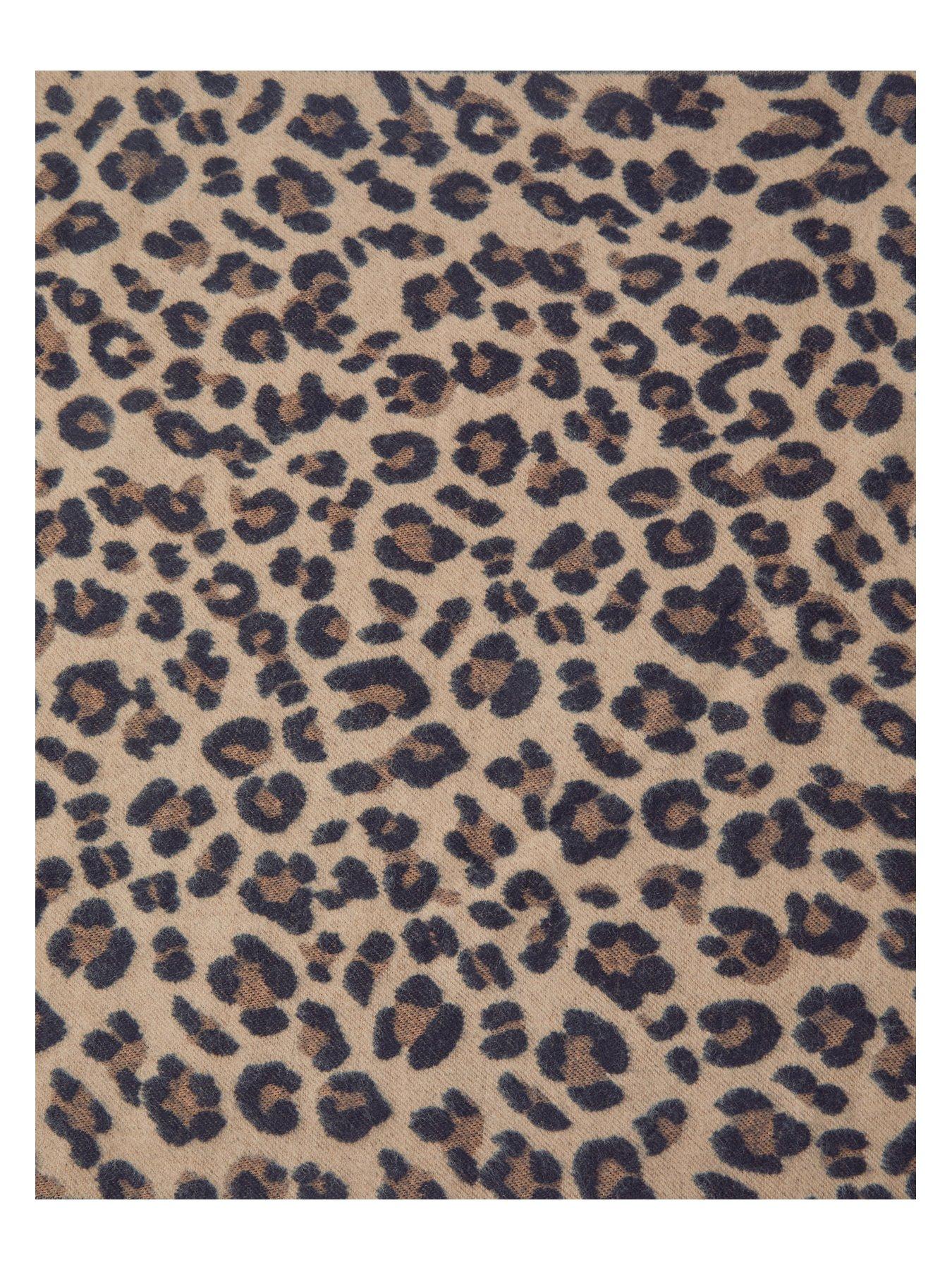Image 2 of 3 of Accessorize Leopard Print Scarf with Fringed Edges - Brown