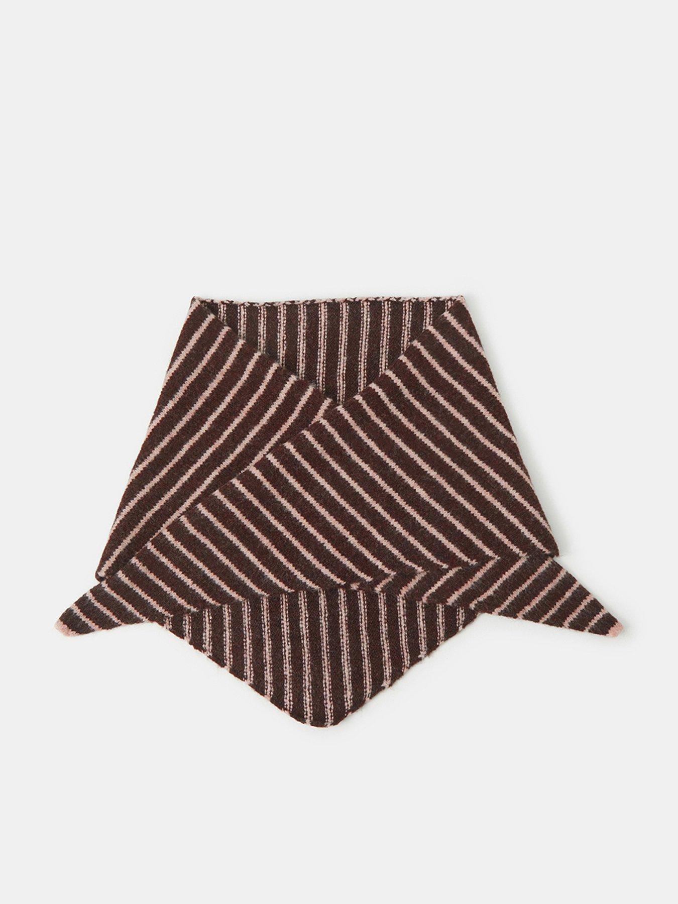 Image 1 of 2 of Accessorize Stripe Knit Triangle Scarf - Brown