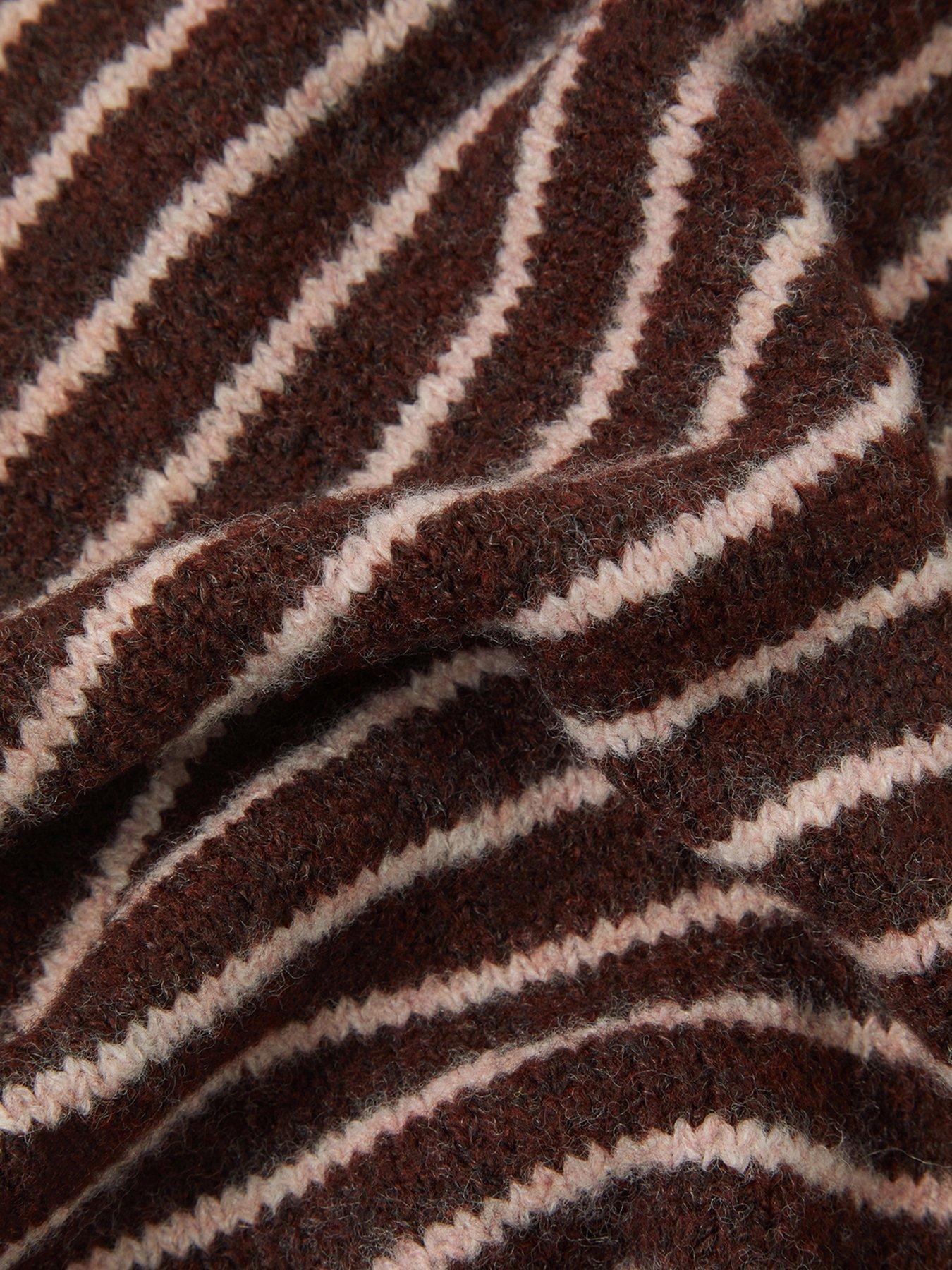 Image 2 of 2 of Accessorize Stripe Knit Triangle Scarf - Brown