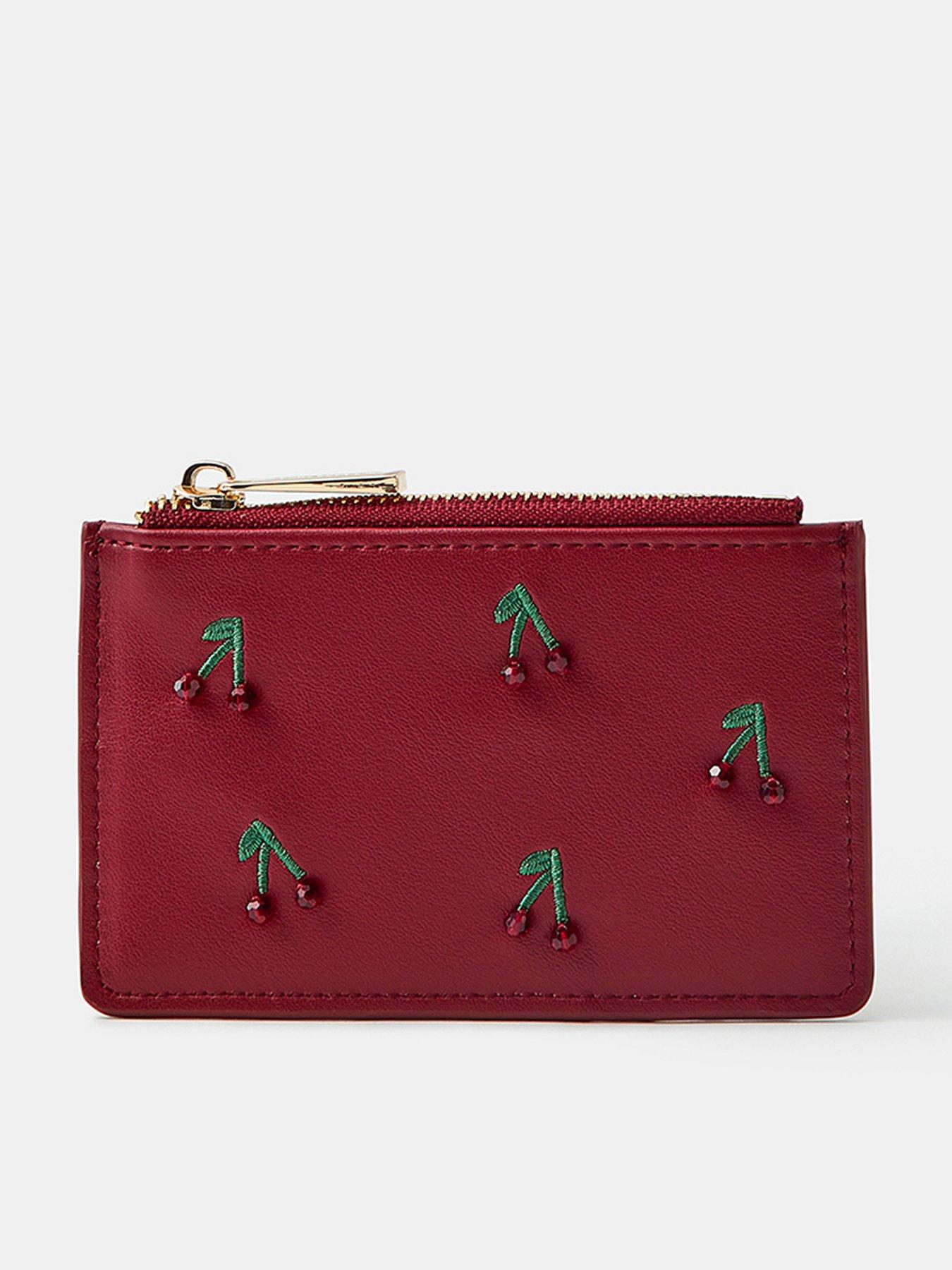 Image 1 of 3 of Accessorize Beaded Cherry Cardholder - Red