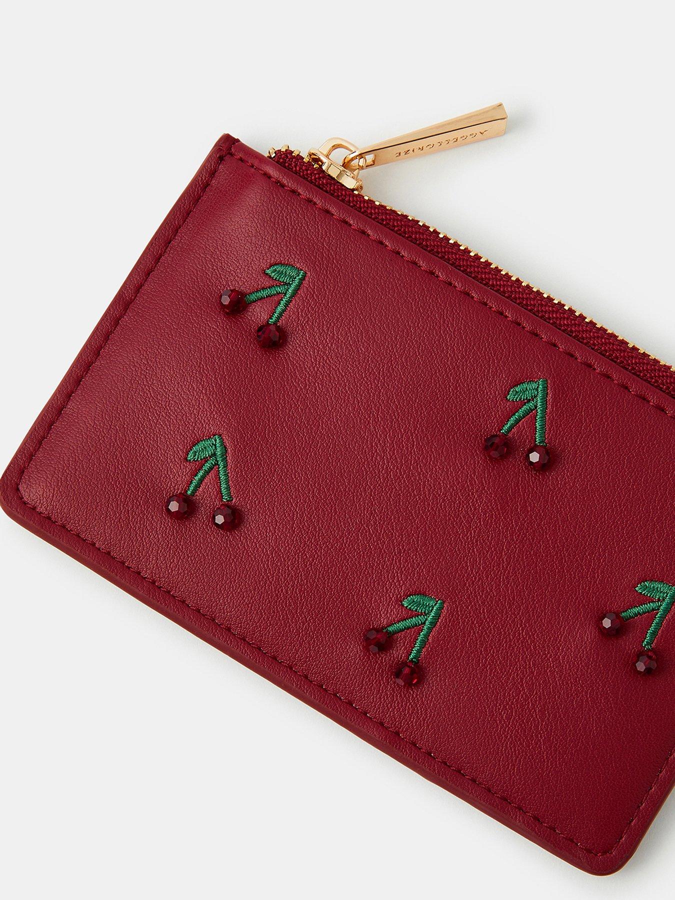 Image 3 of 3 of Accessorize Beaded Cherry Cardholder - Red
