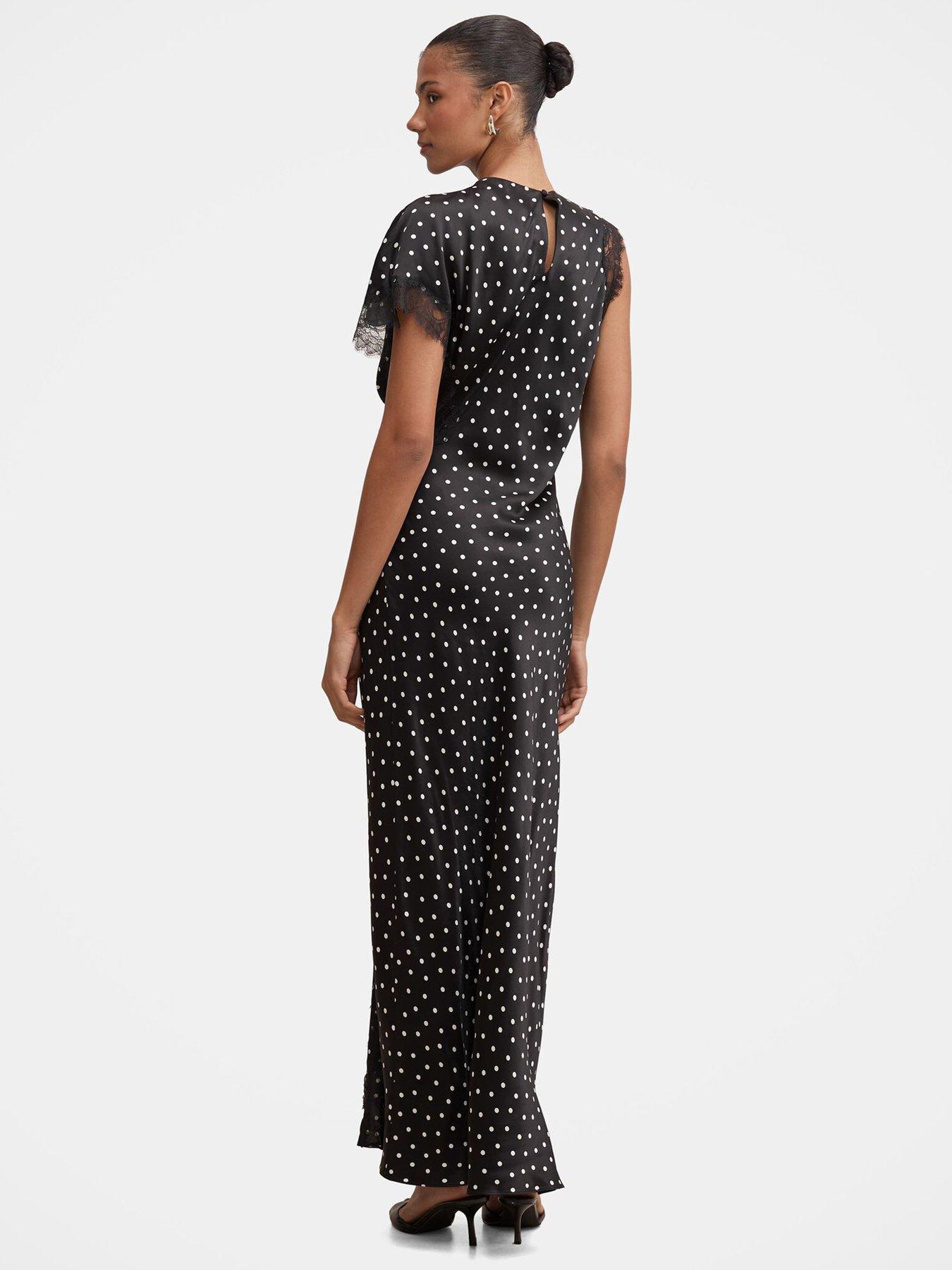 Image 2 of 5 of Forever New Kody Satin Lace Asym Dress - Black
