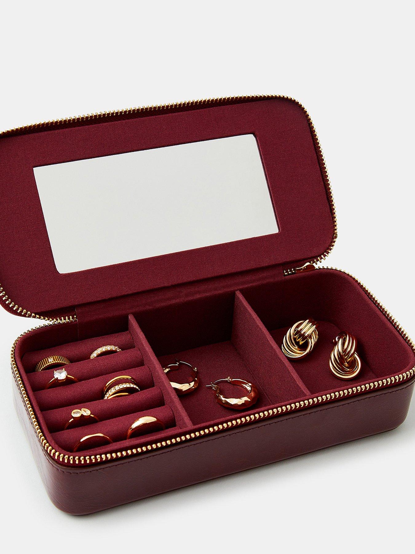 Image 3 of 3 of Accessorize Large Gloss Jewellery Storage Box - Red