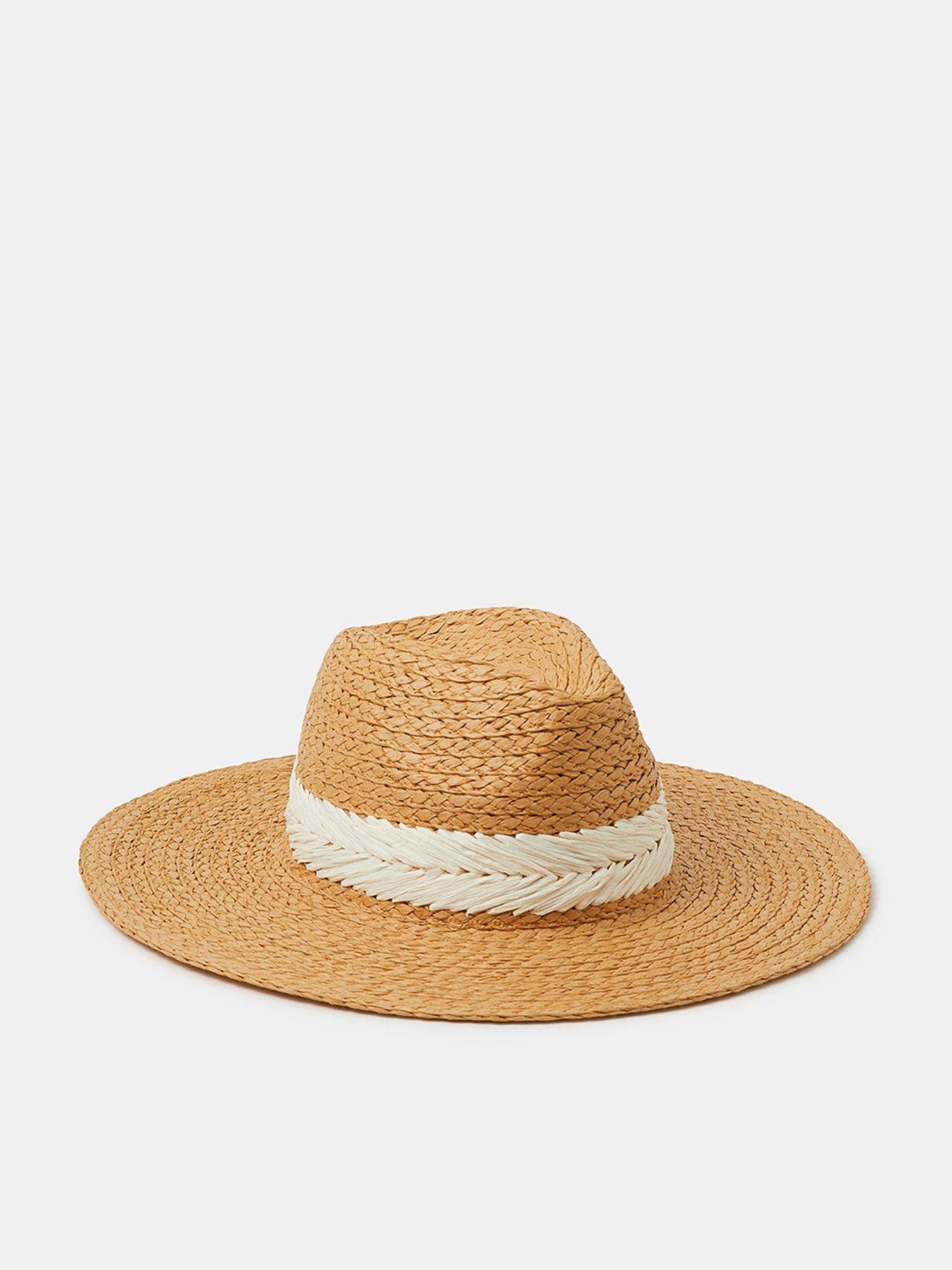Accessorize Chevron Weave Fedora Hat - Beige
