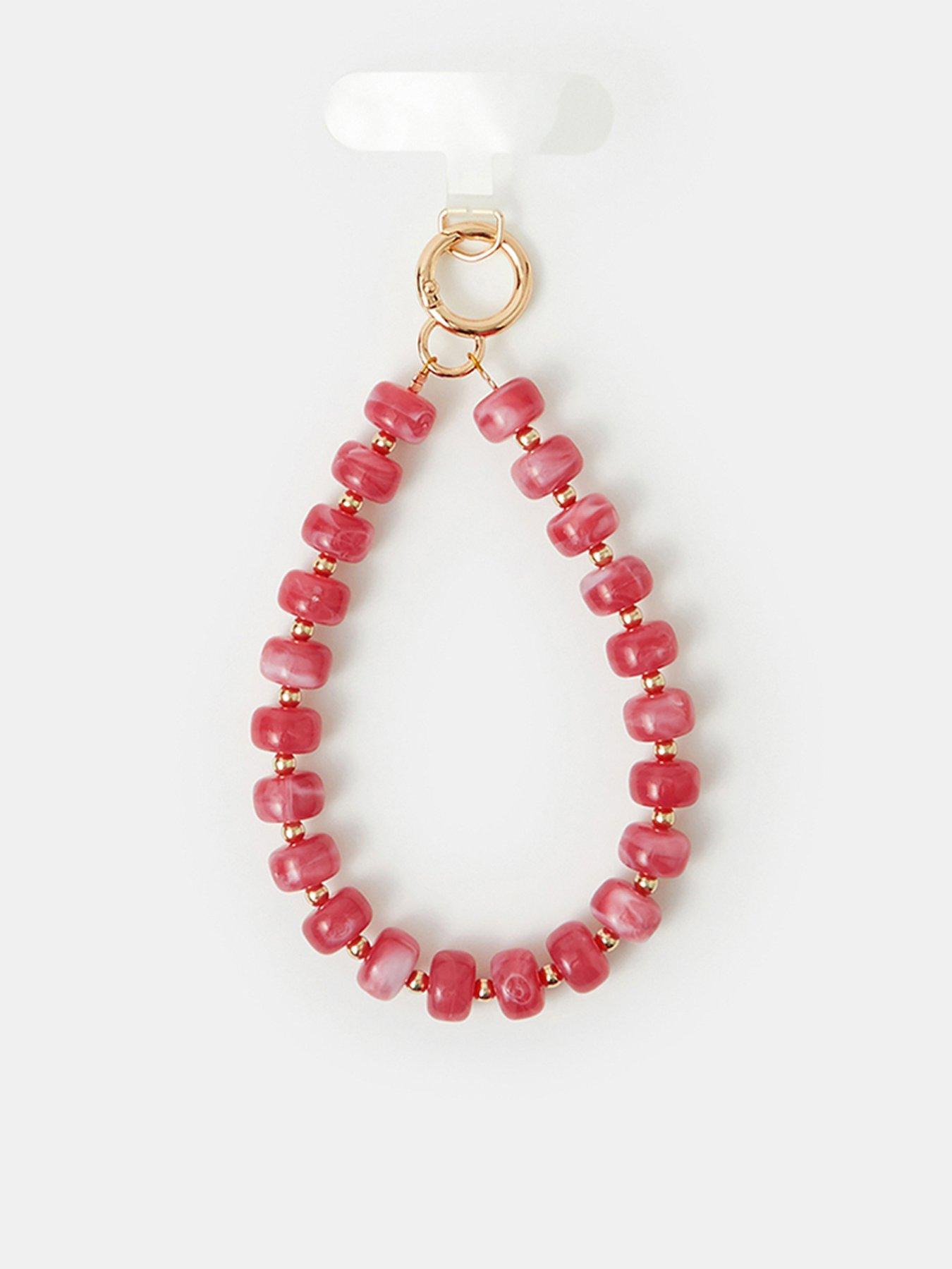 Accessorize Marble Bead Wrist Strap Keyring - Pink