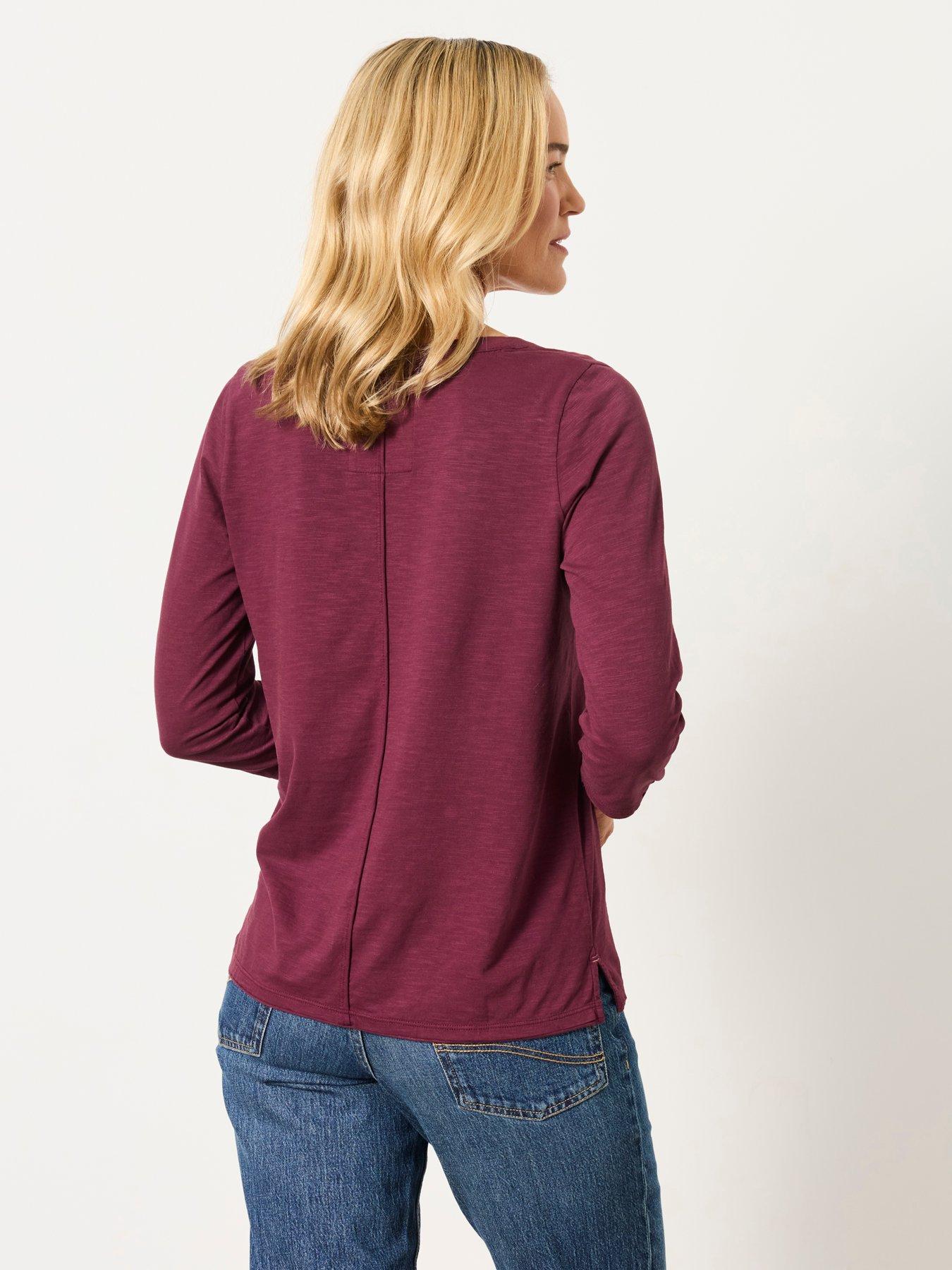 Image 2 of 6 of FatFace Women's Aster 3/4 Sleeve V-Neck T-Shirt - Purple