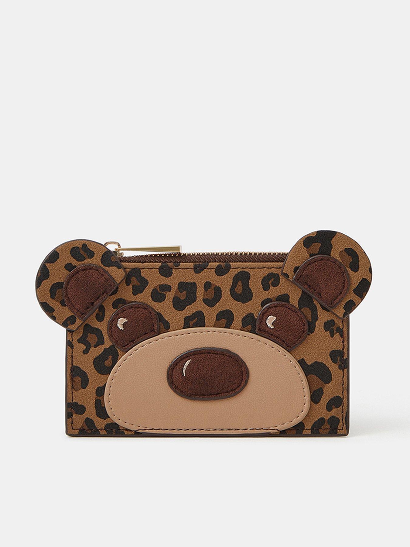 Accessorize Leopard Print Teddy Card Holder - Brown