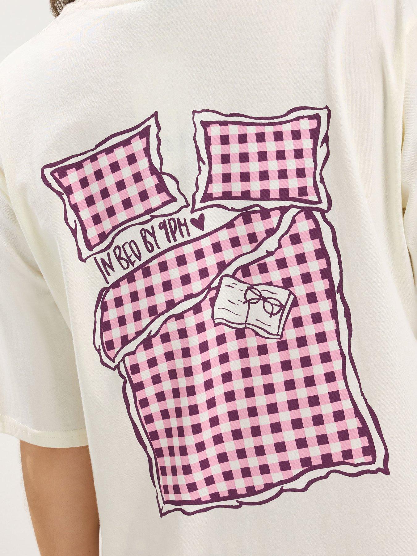 Image 4 of 4 of Yours Curve 'In Bed By 9PM' Pyjama Set - Cream