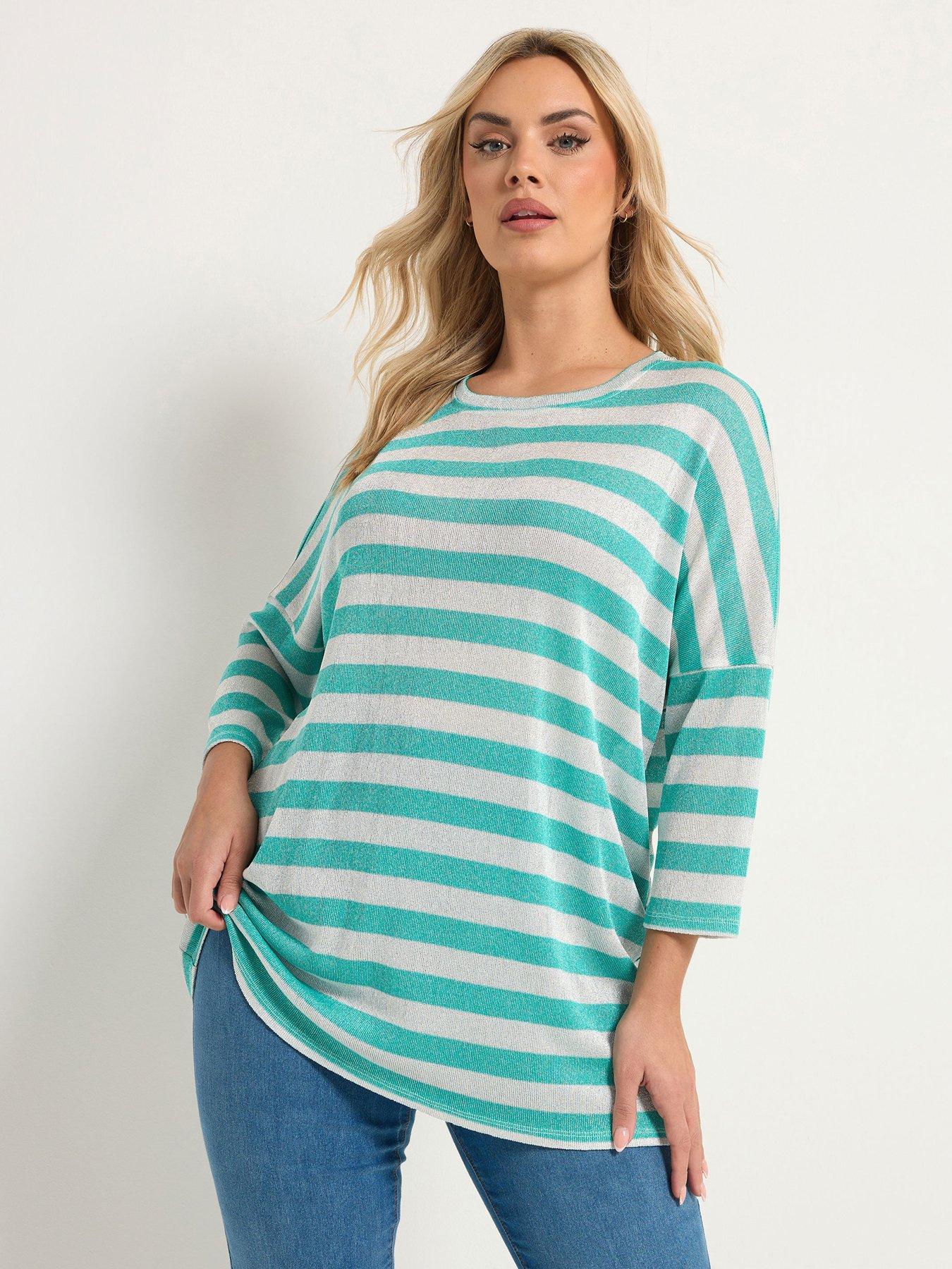 Yours Curve Drop Sleeve Tunic Top - Green