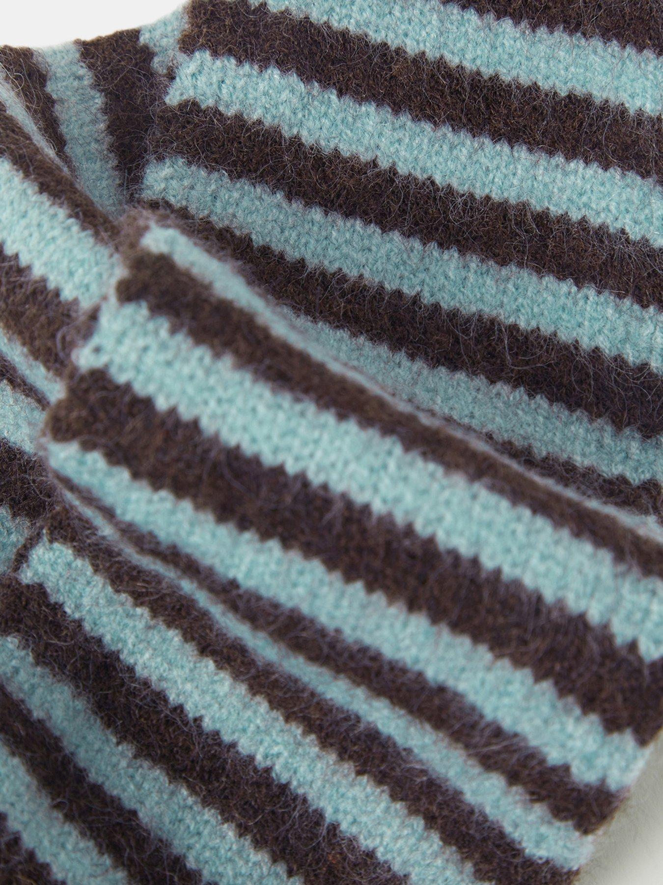 Image 2 of 2 of Accessorize Striped Knit Skinny Scarf - Brown