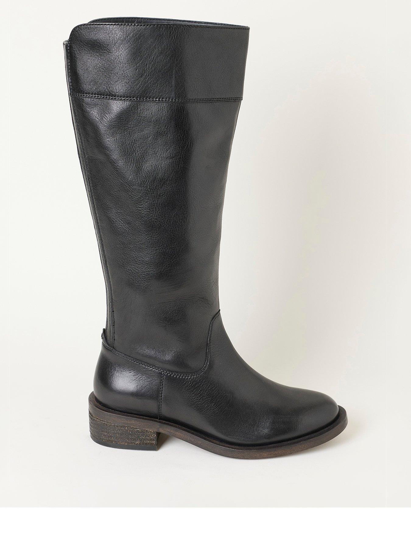 Image 1 of 5 of FatFace Womens Side Zip Knee High Riding Boots - Black