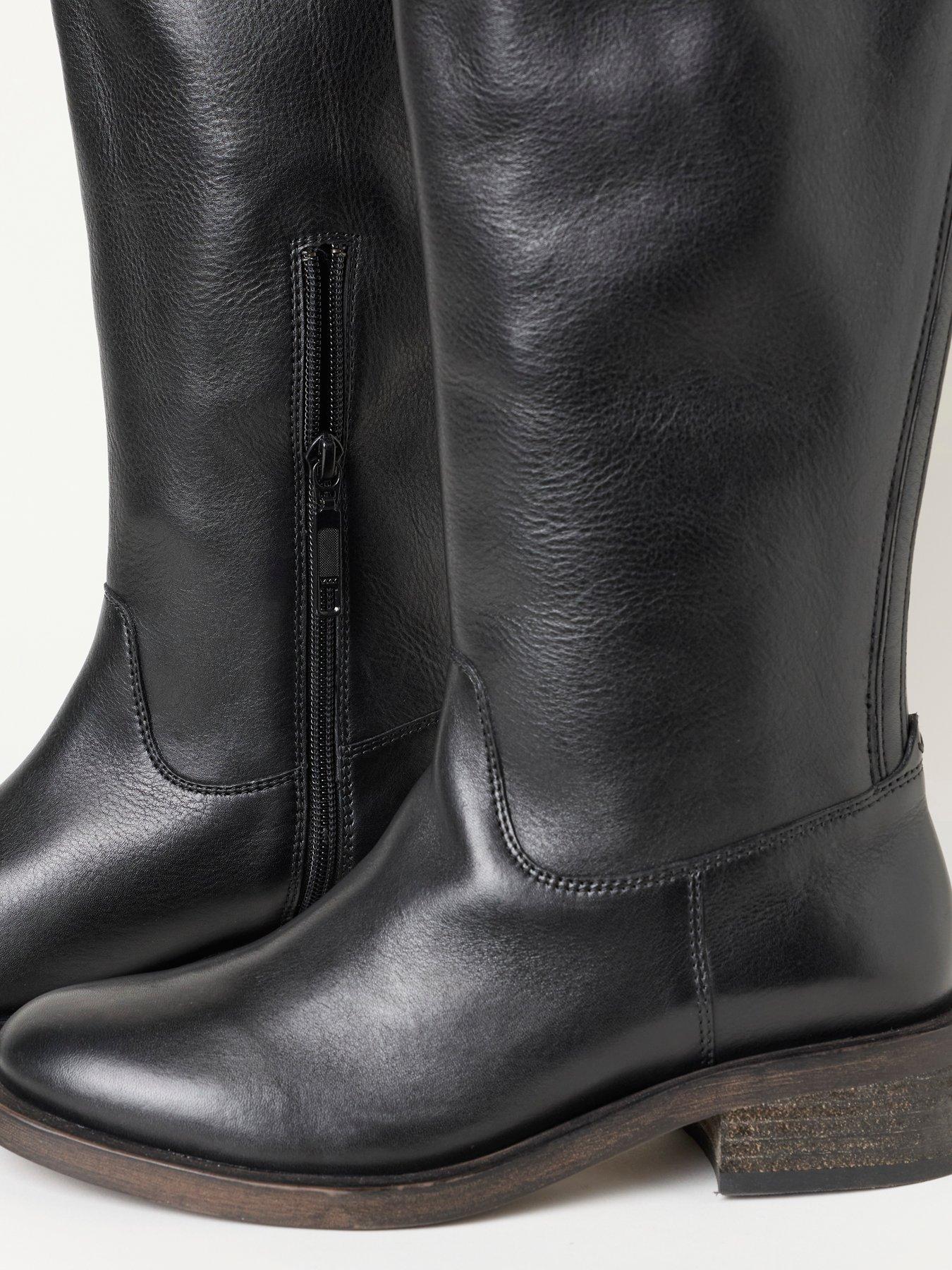 Image 4 of 5 of FatFace Womens Side Zip Knee High Riding Boots - Black