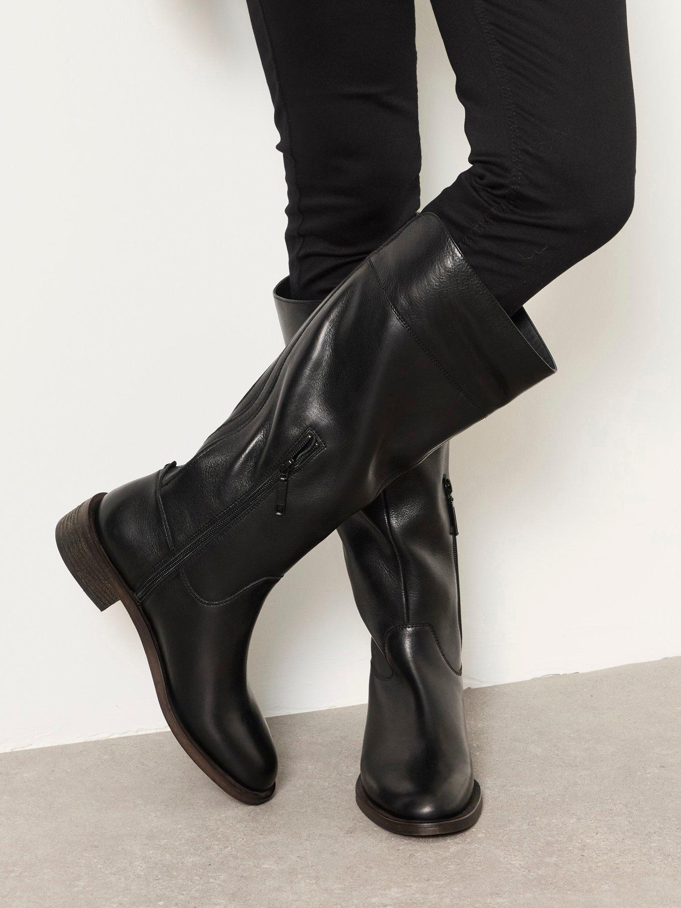Image 5 of 5 of FatFace Womens Side Zip Knee High Riding Boots - Black