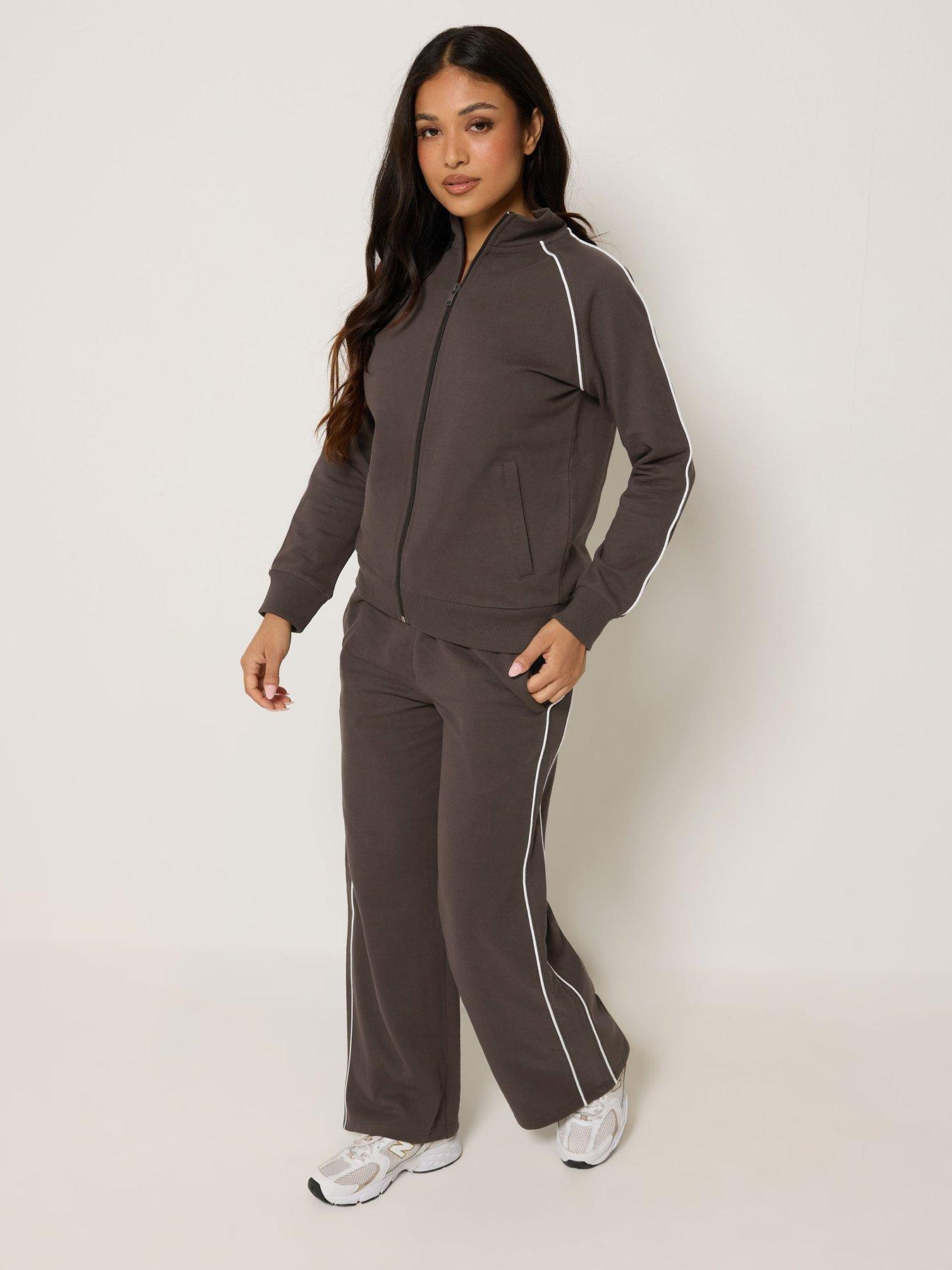 Image 3 of 4 of PixieGirl Petite Contrast Piping Zip Through&nbsp;Jacket - Brown