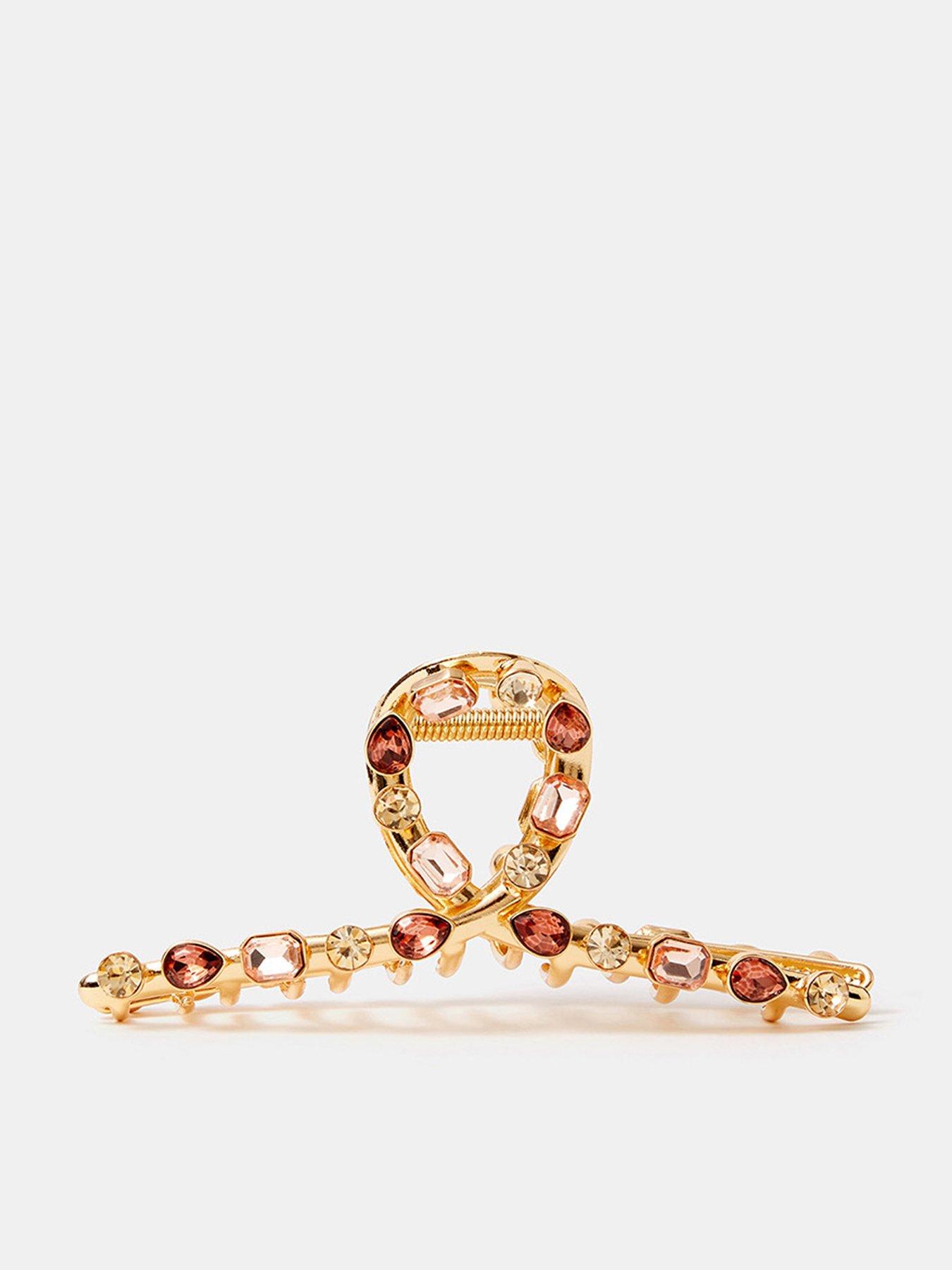 Accessorize Gemstone Embellished Twist Claw Hair Clip - Gold