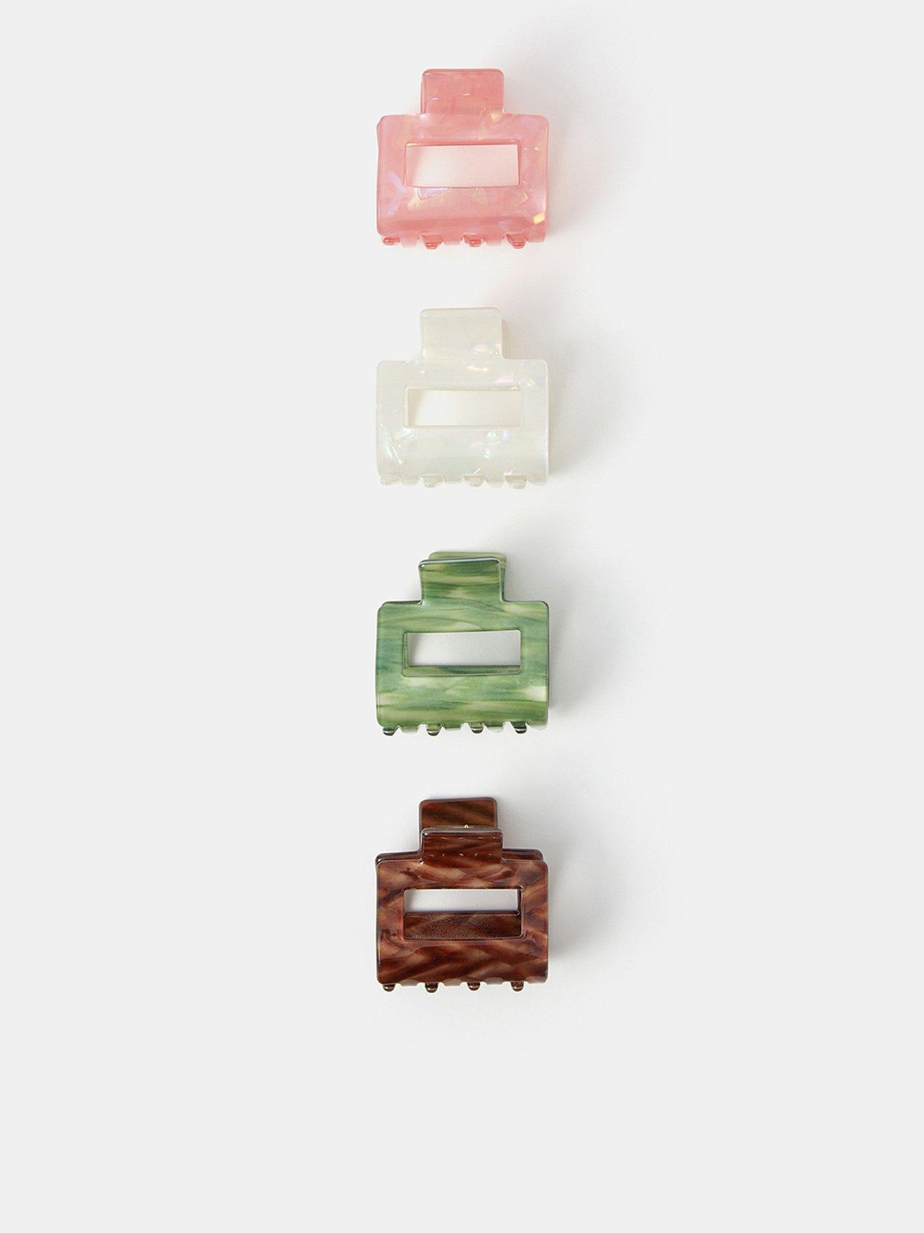 Accessorize Mini Square Resin Claw Clip Set 4 Pack - Multi