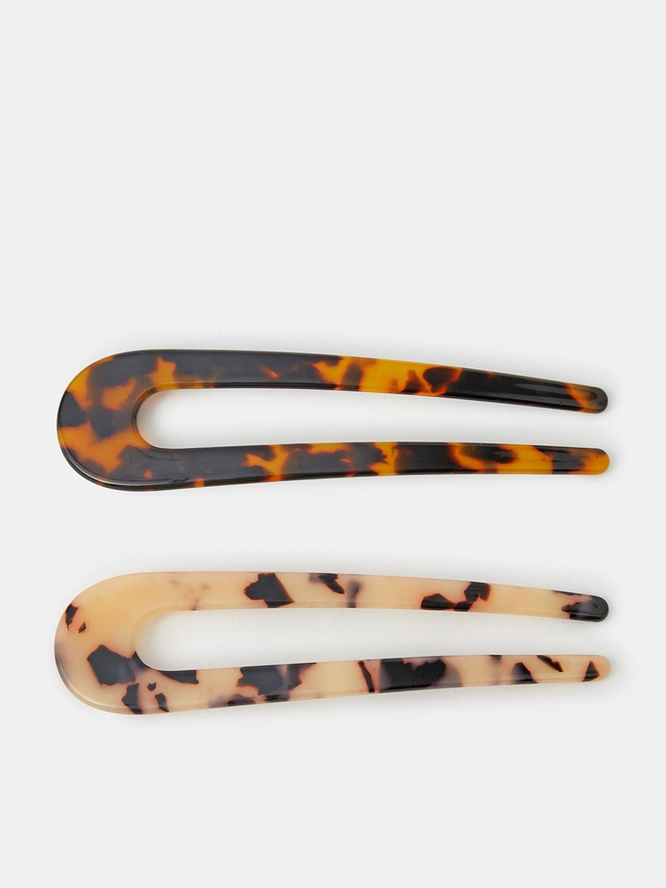 Accessorize Tortoiseshell Effect Resin French Hair Pin Set 2 Pack - Multi