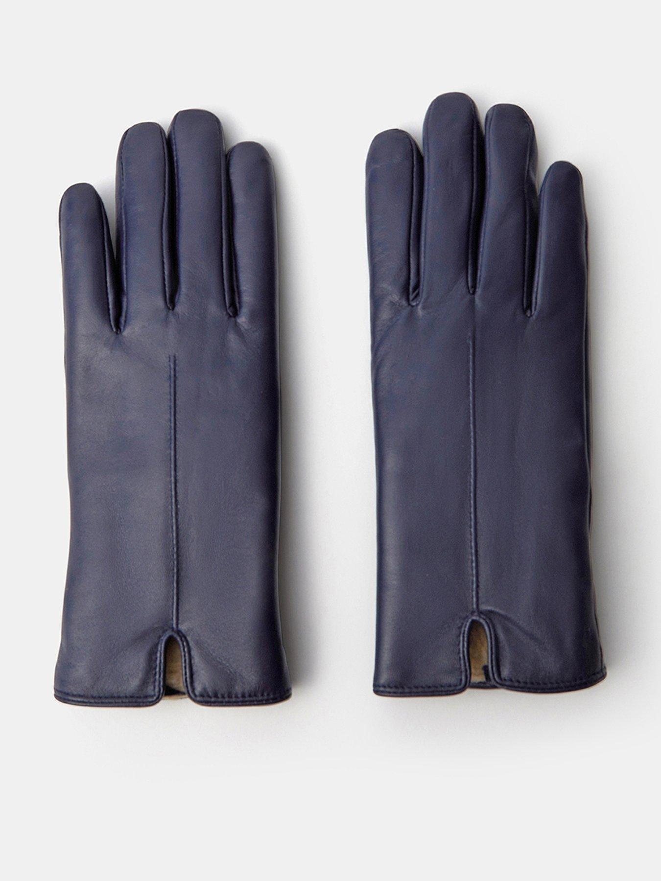 Image 1 of 3 of Accessorize Womens Faux Fur Lined Faux Leather Gloves - Blue