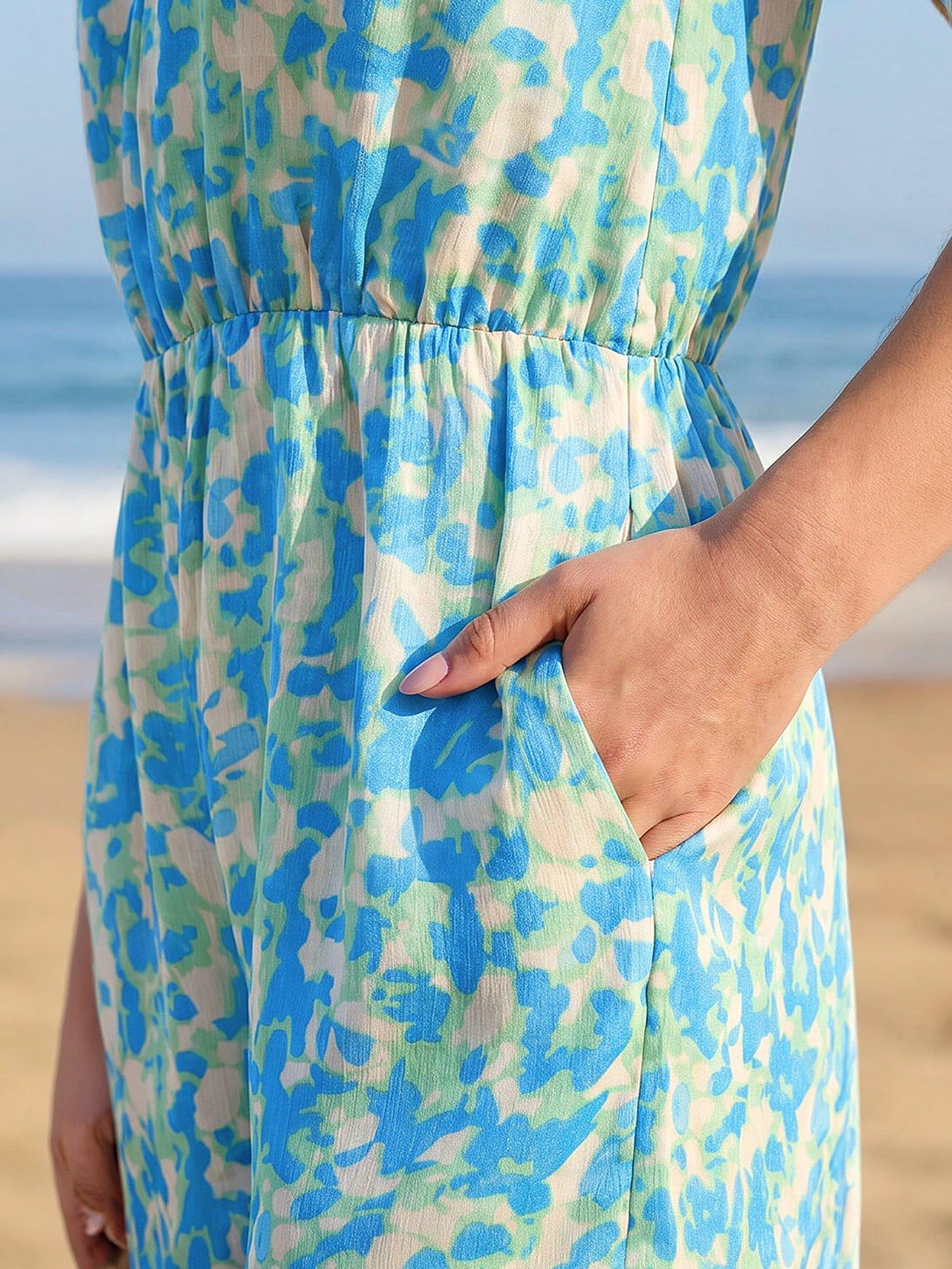 Image 2 of 4 of Roman Dusk Abstract V-neck Playsuit