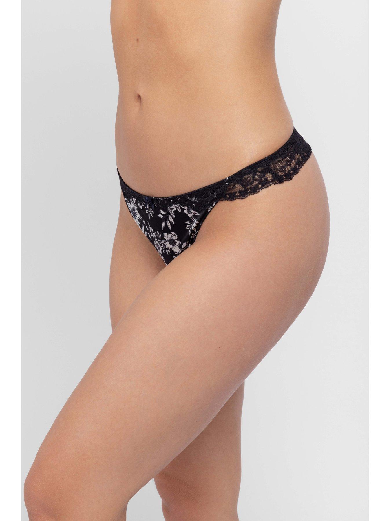 Image 3 of 4 of DORINA Womens Jayne Lace Floral Thong - Black