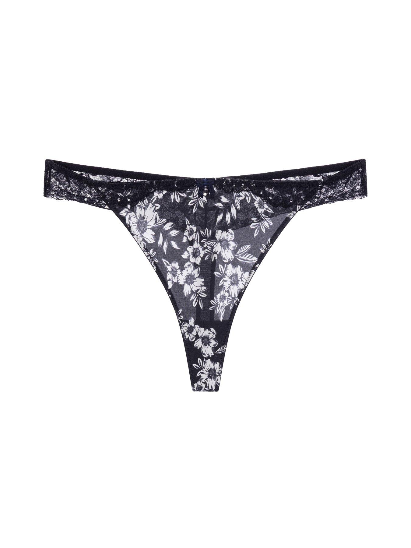 Image 4 of 4 of DORINA Womens Jayne Lace Floral Thong - Black
