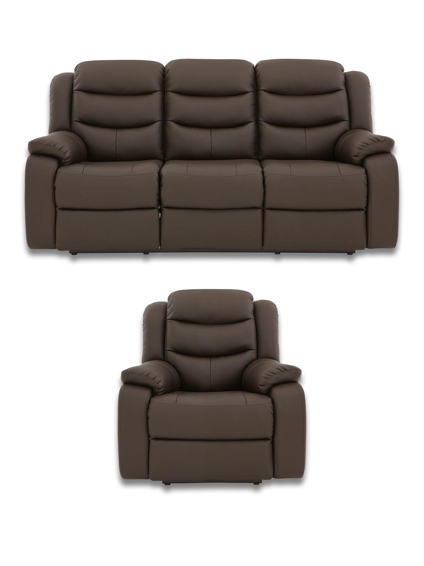 The Very Collection Rothbury Faux Leather 3 Seater + Chair