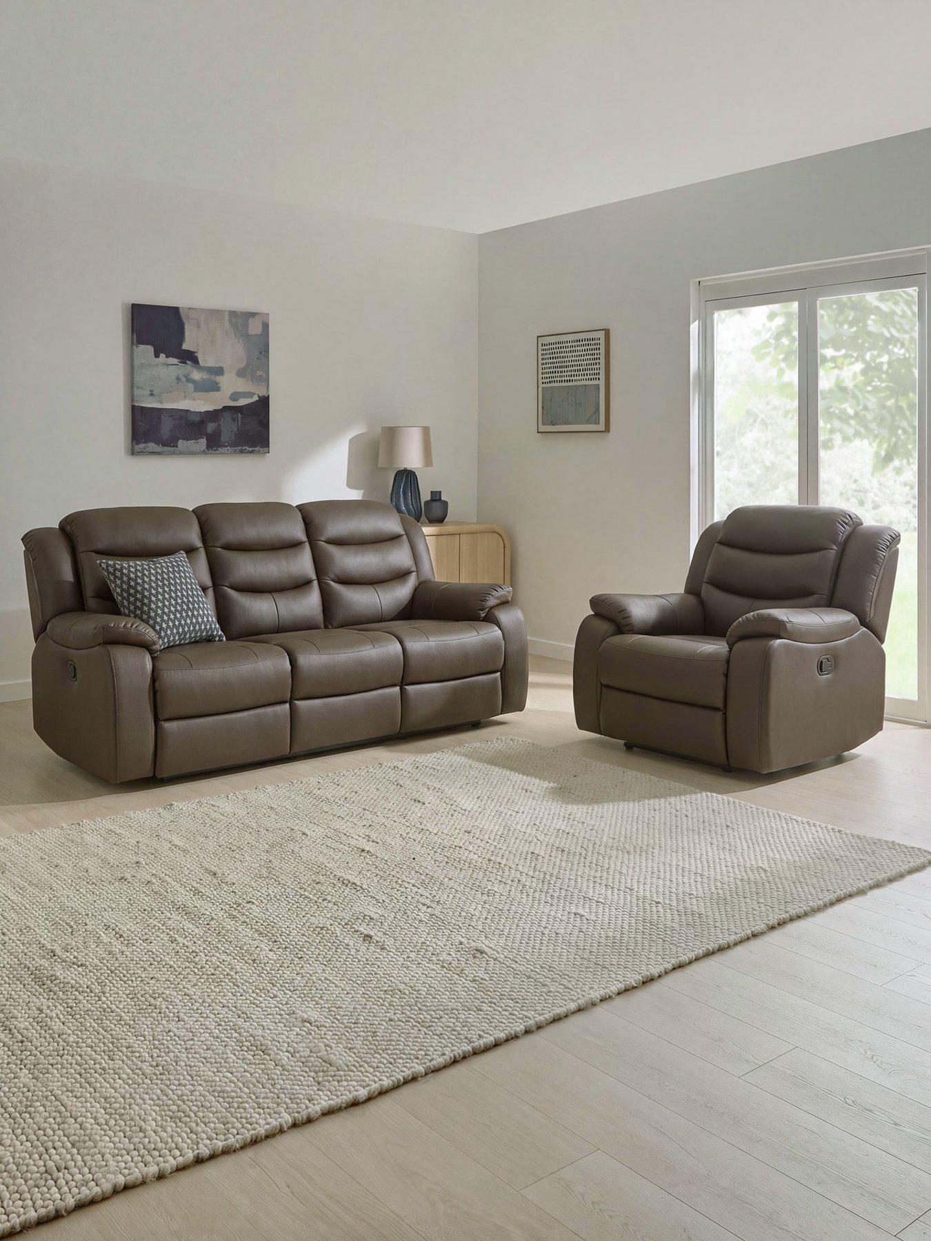 Image 1 of 6 of The Very Collection Rothbury Faux Leather 3 Seater + Chair