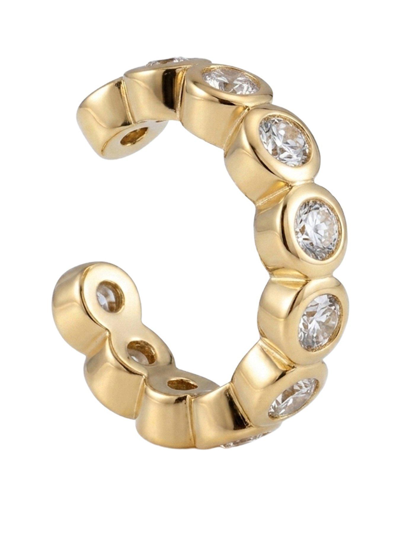 The Love Collection 18ct Gold Plated Sterling Silver CZ Bobble Cuff