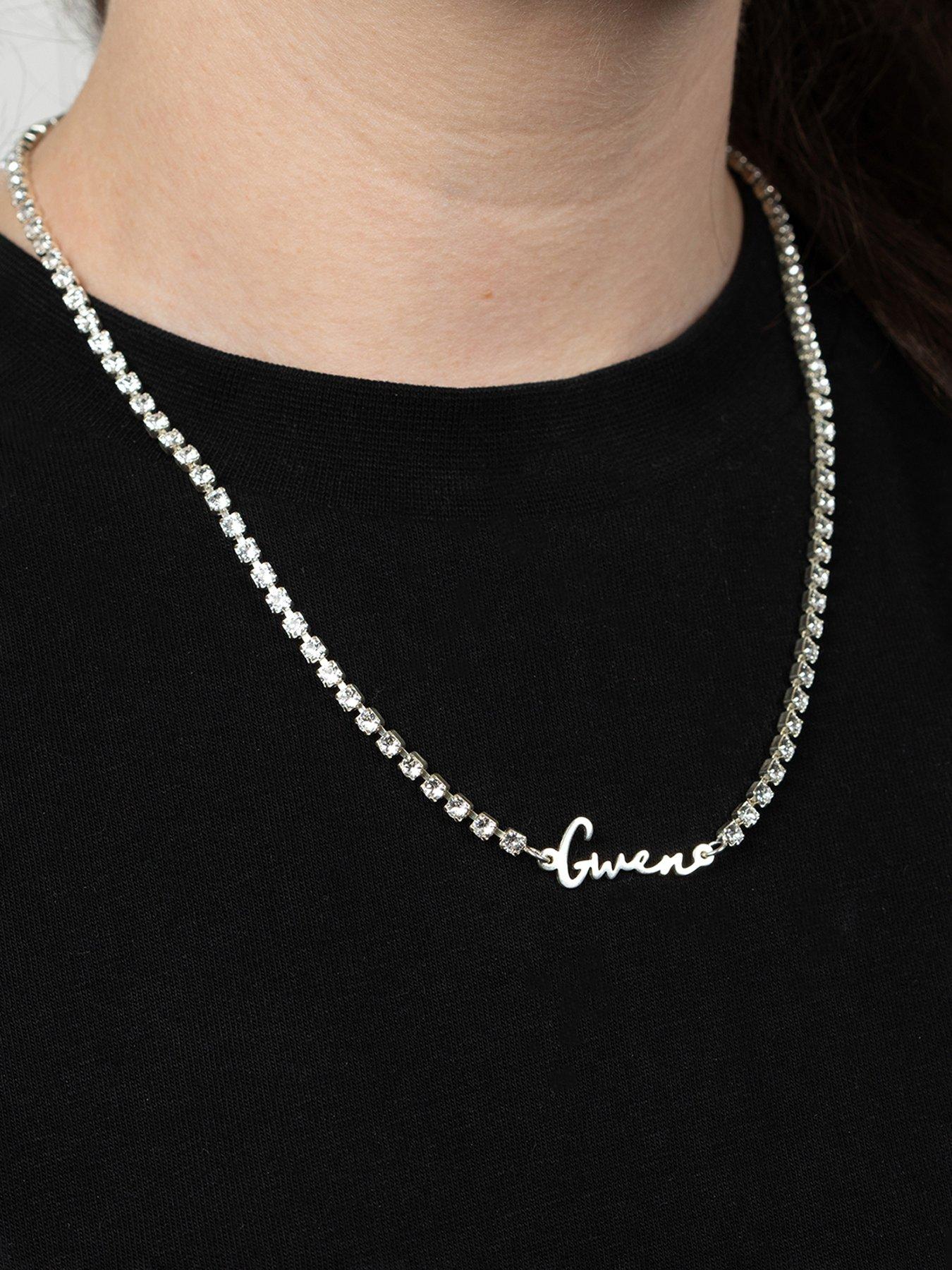 Image 2 of 6 of The Love Collection Personalised Name Crystal Tennis Necklace
