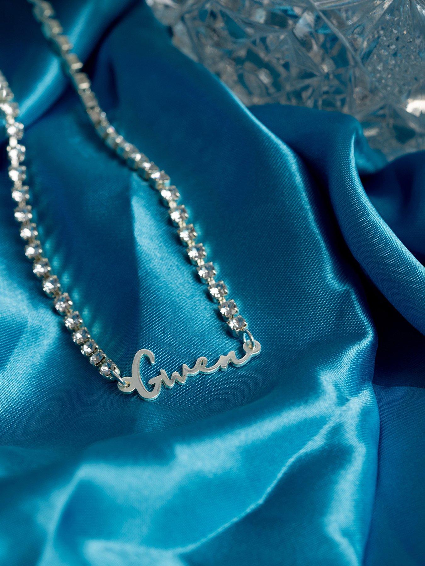 Image 4 of 6 of The Love Collection Personalised Name Crystal Tennis Necklace
