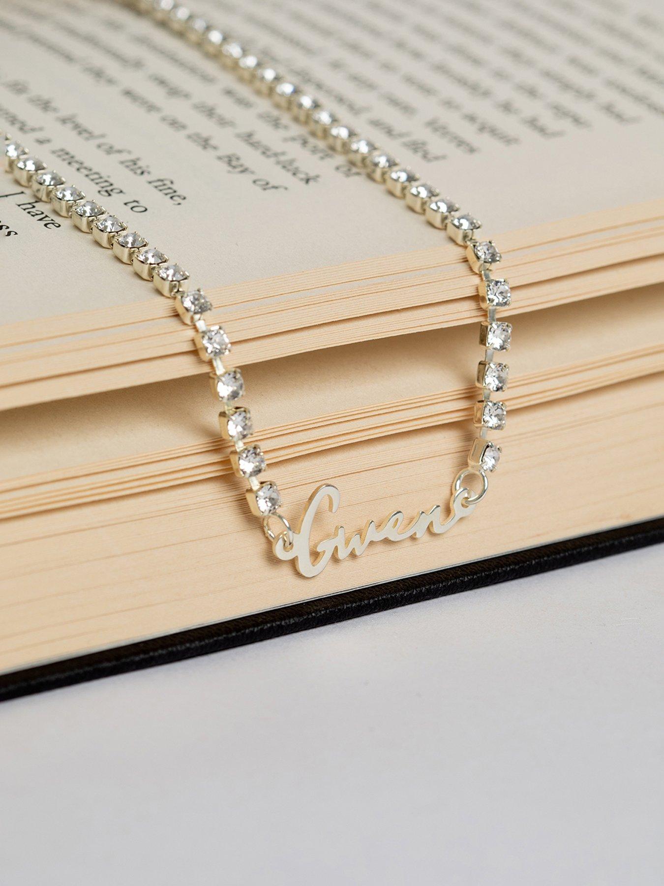Image 5 of 6 of The Love Collection Personalised Name Crystal Tennis Necklace
