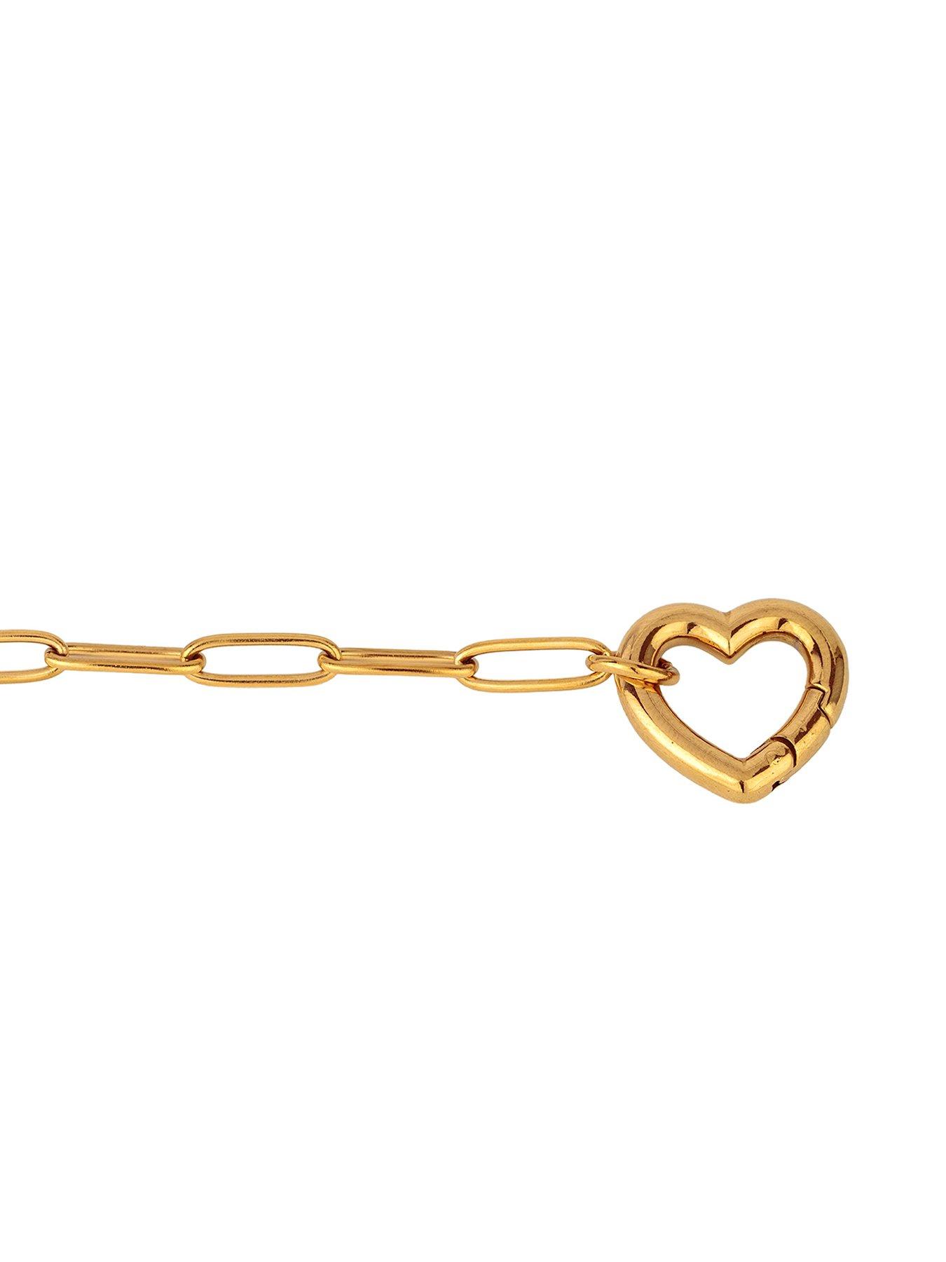 Image 2 of 4 of The Love Collection Gold Plated Stainless Steel Heart Clasp Paperclip Link Bracelet