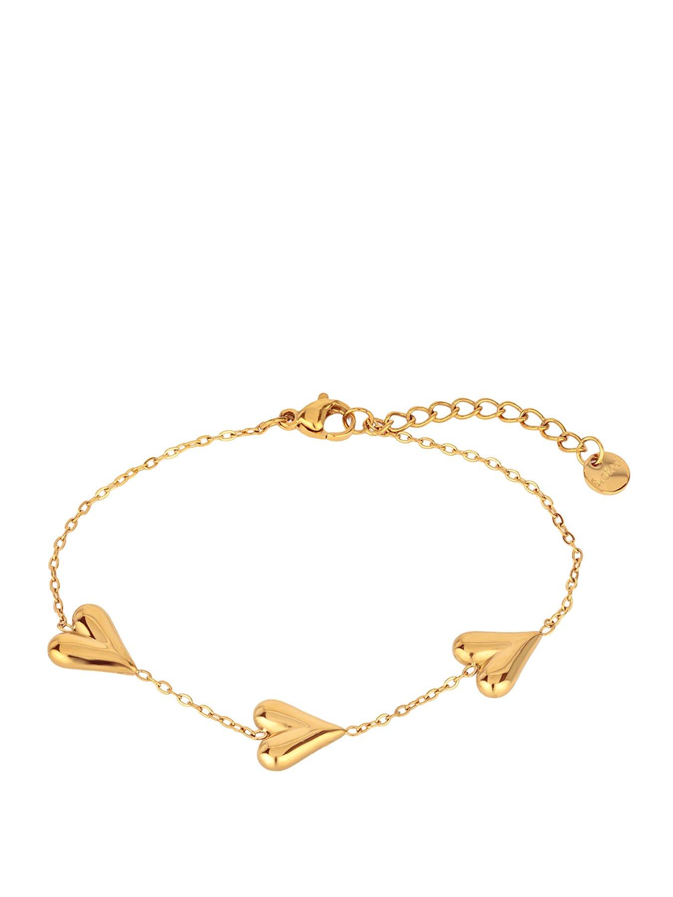 The Love Collection Gold Plated Stainless Steel Multi Heart Bracelet