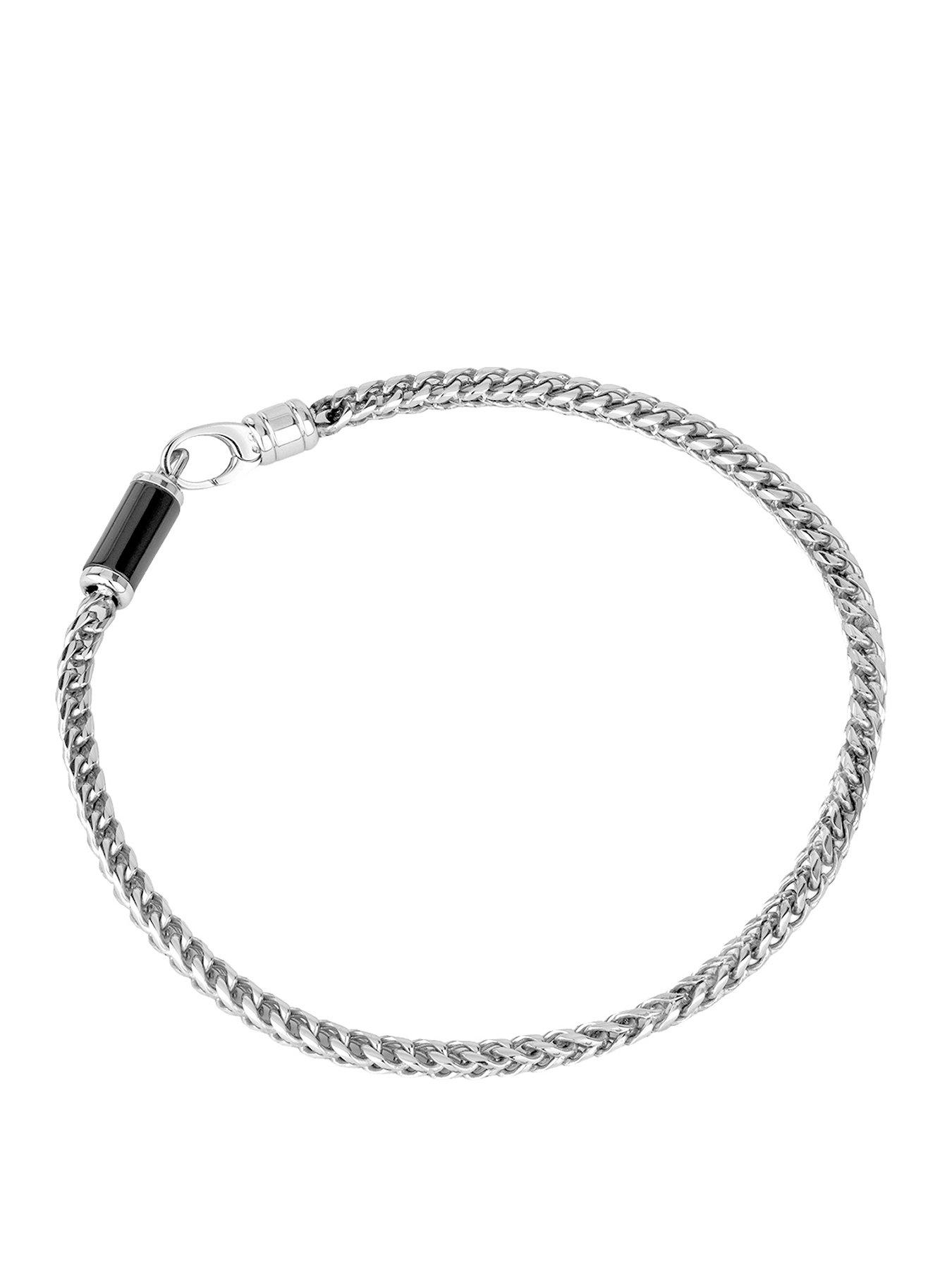 The Love Collection Stainless steel 9" bracelet with black onyx inlay