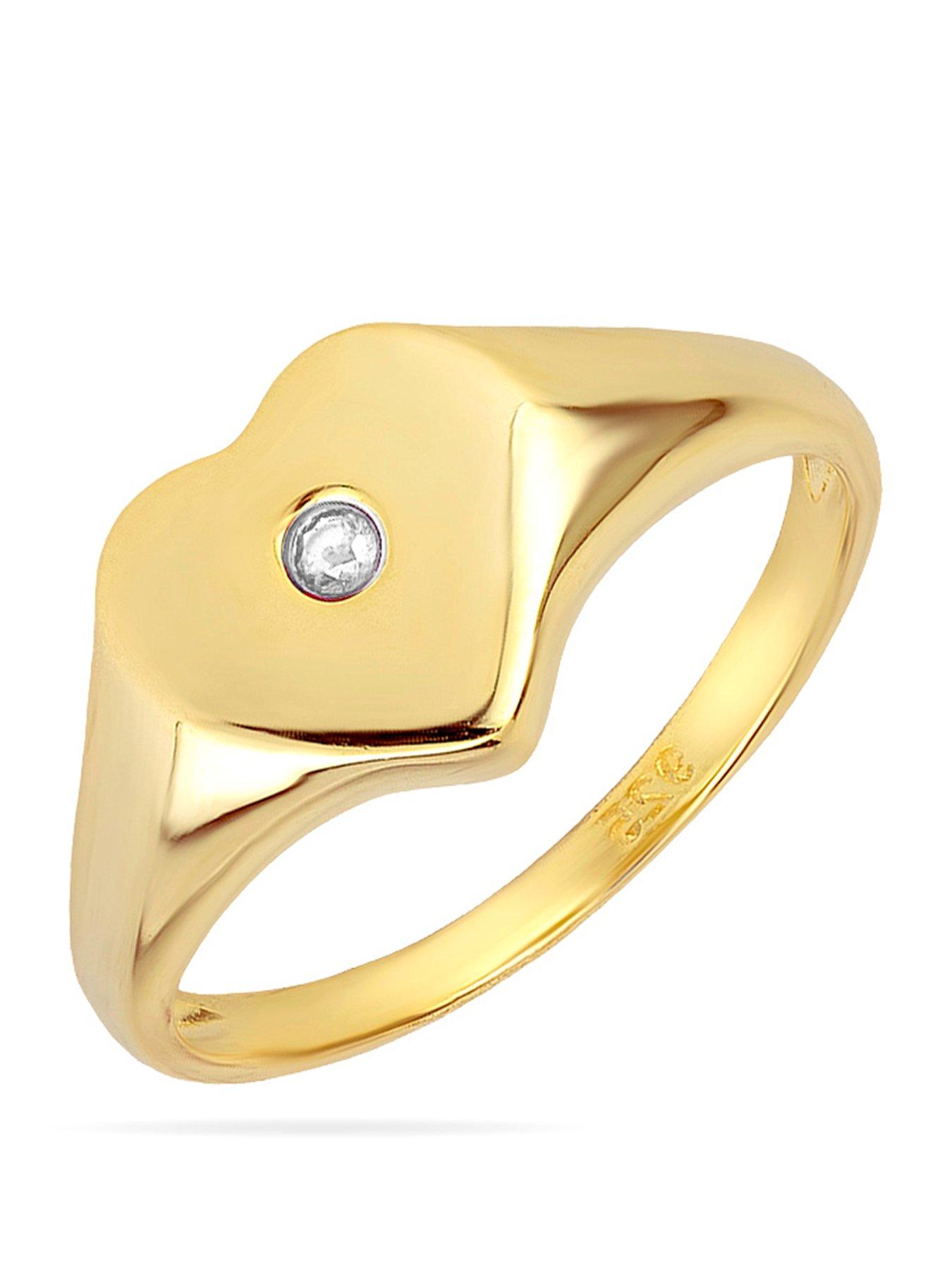 Gold Plated Sterling Silver Birthstone Heart Signet Ring