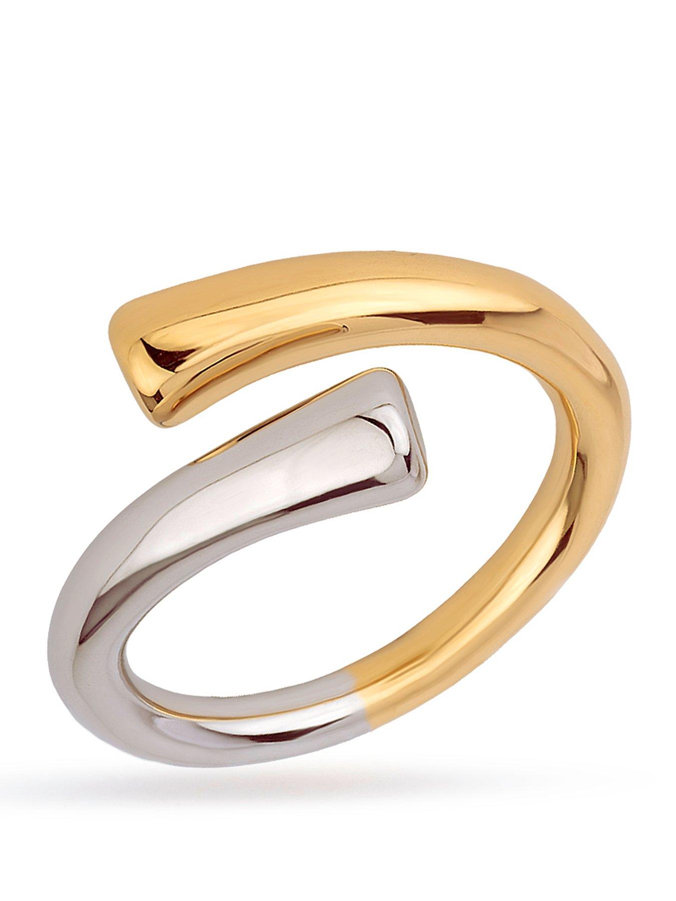 Image 1 of 6 of The Love Collection Gold Plated Stainless Steel Bi-Colour Ring