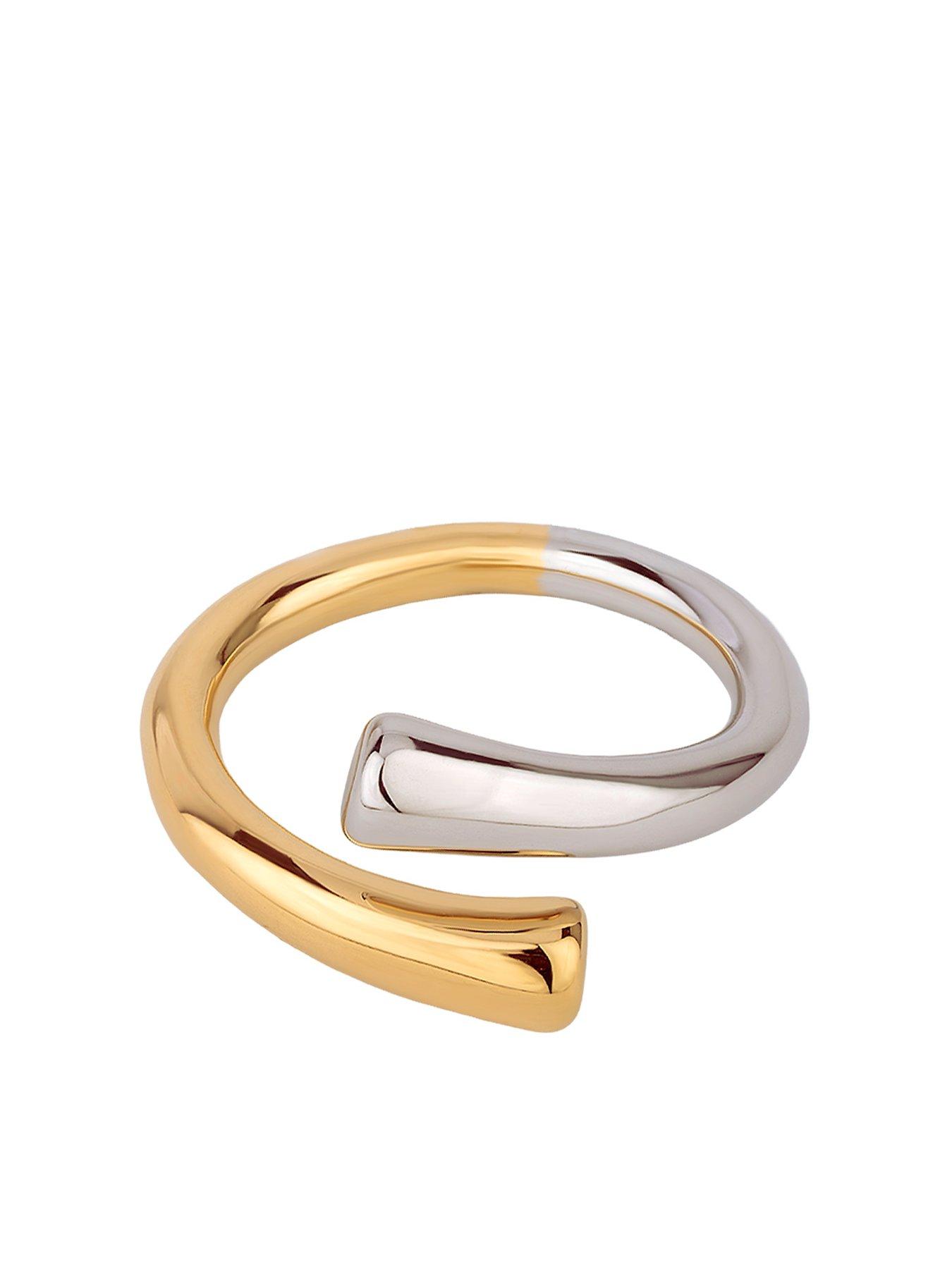 Image 4 of 6 of The Love Collection Gold Plated Stainless Steel Bi-Colour Ring