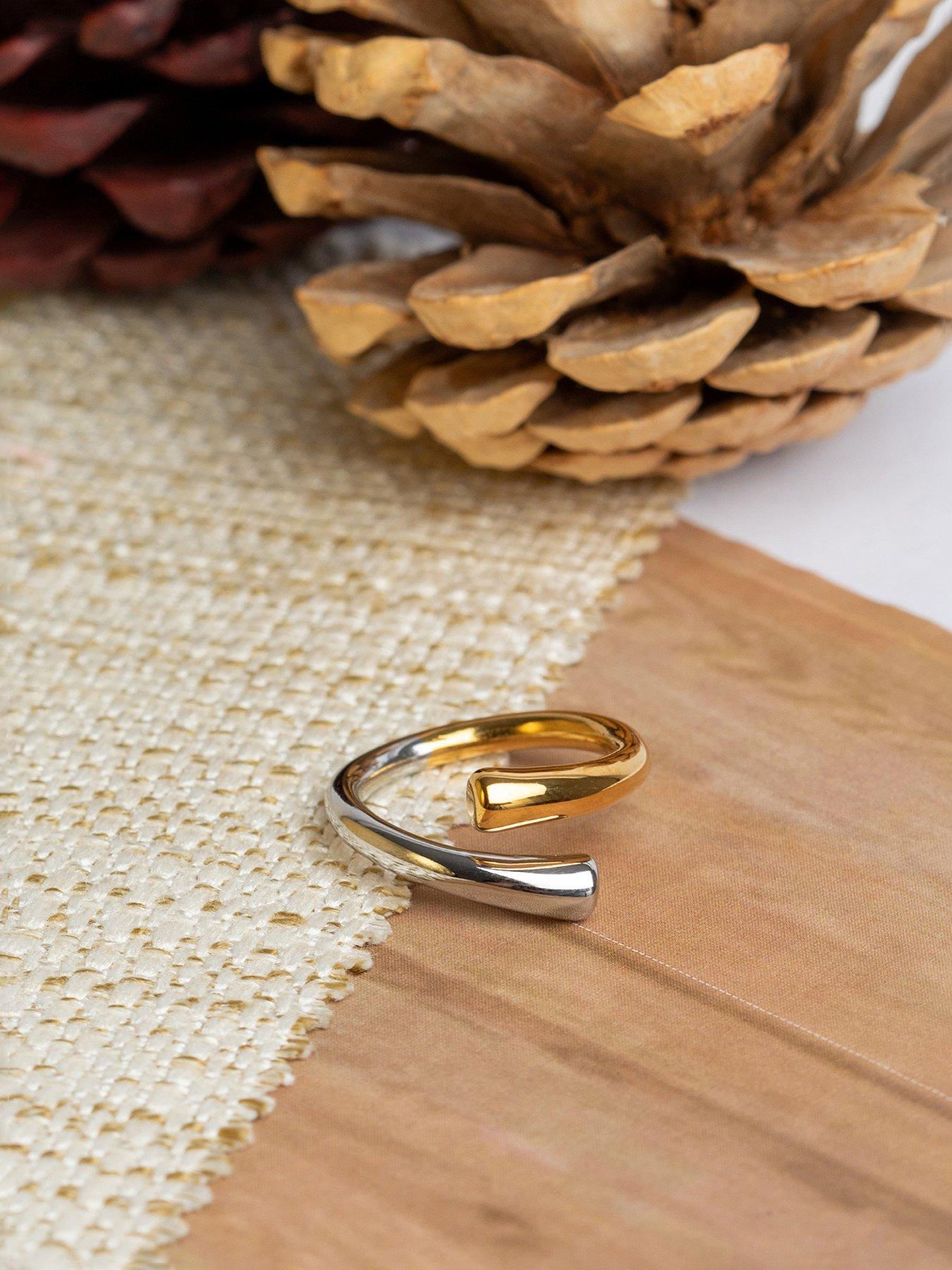 Image 6 of 6 of The Love Collection Gold Plated Stainless Steel Bi-Colour Ring