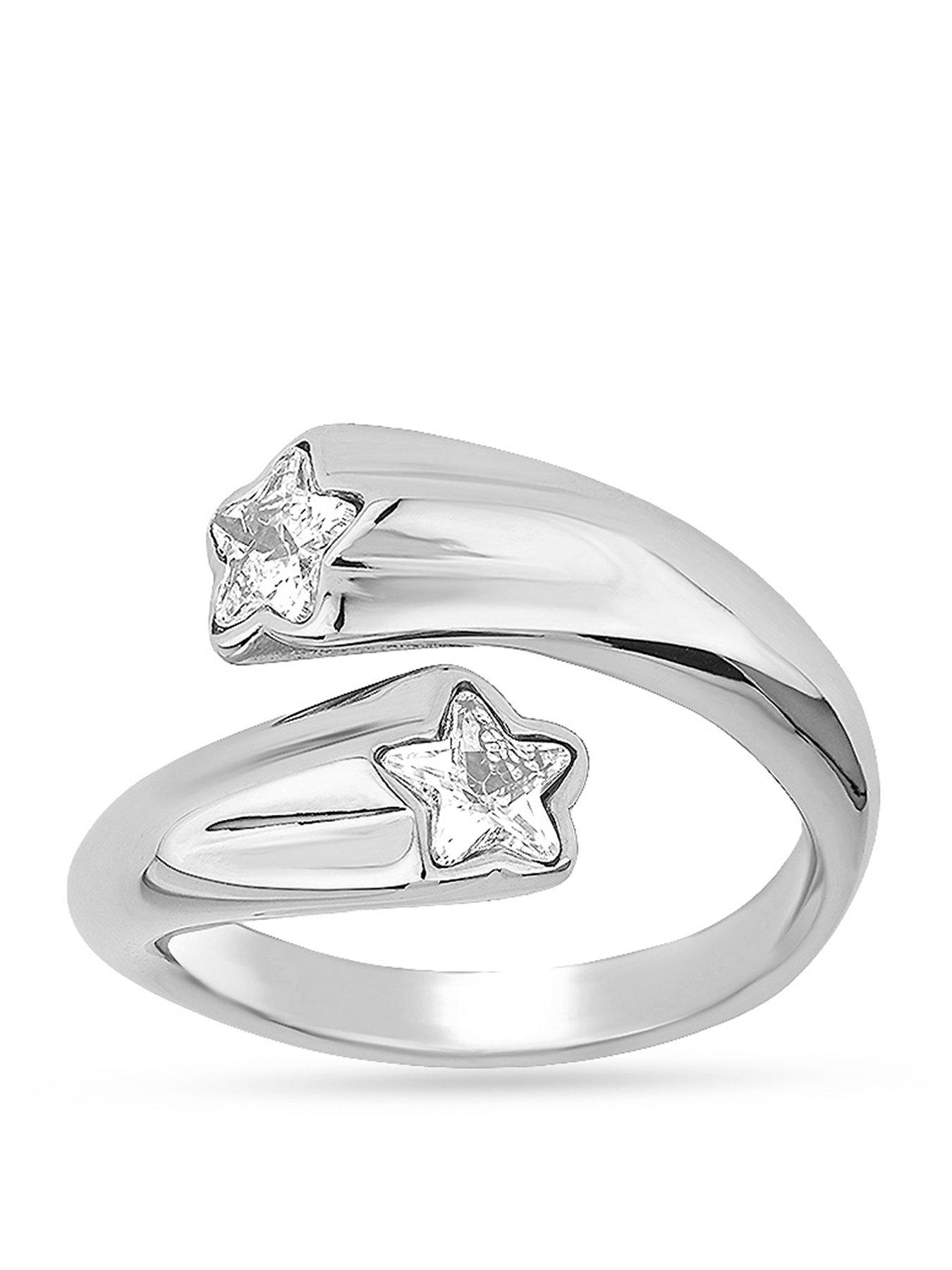 The Love Collection Stainless Steel Star CZ Ring