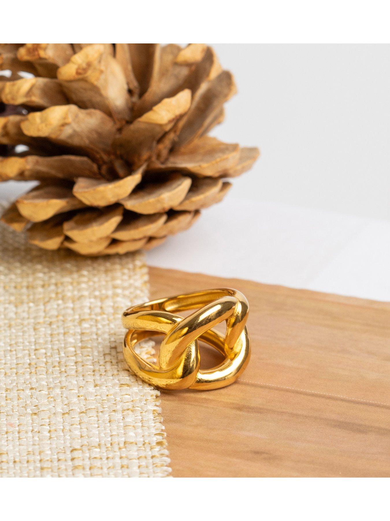 Image 6 of 6 of The Love Collection Gold Plated Stainless Steel Knot Ring
