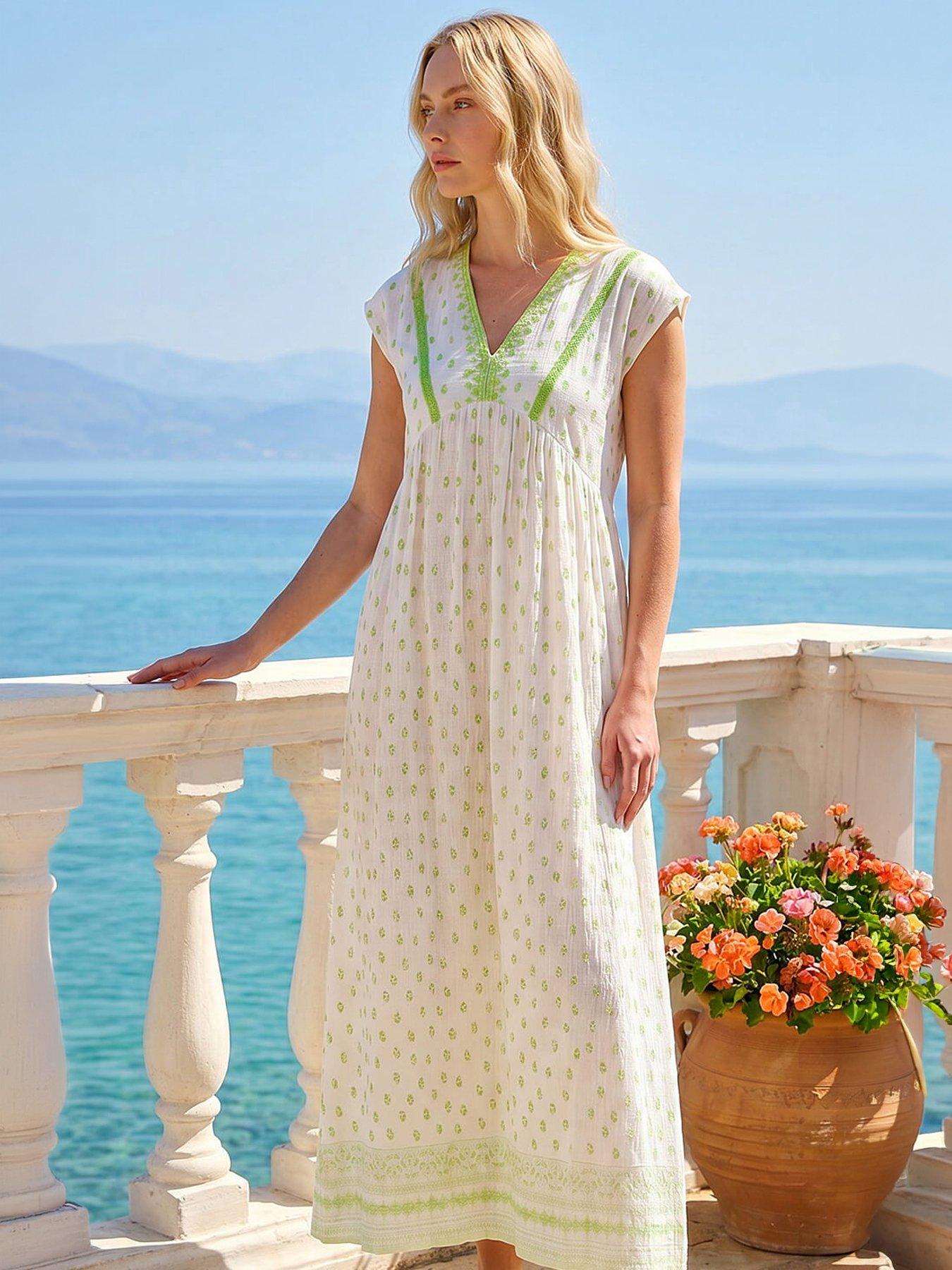 Image 4 of 4 of Roman Paisley Lace Trim Midi Dress