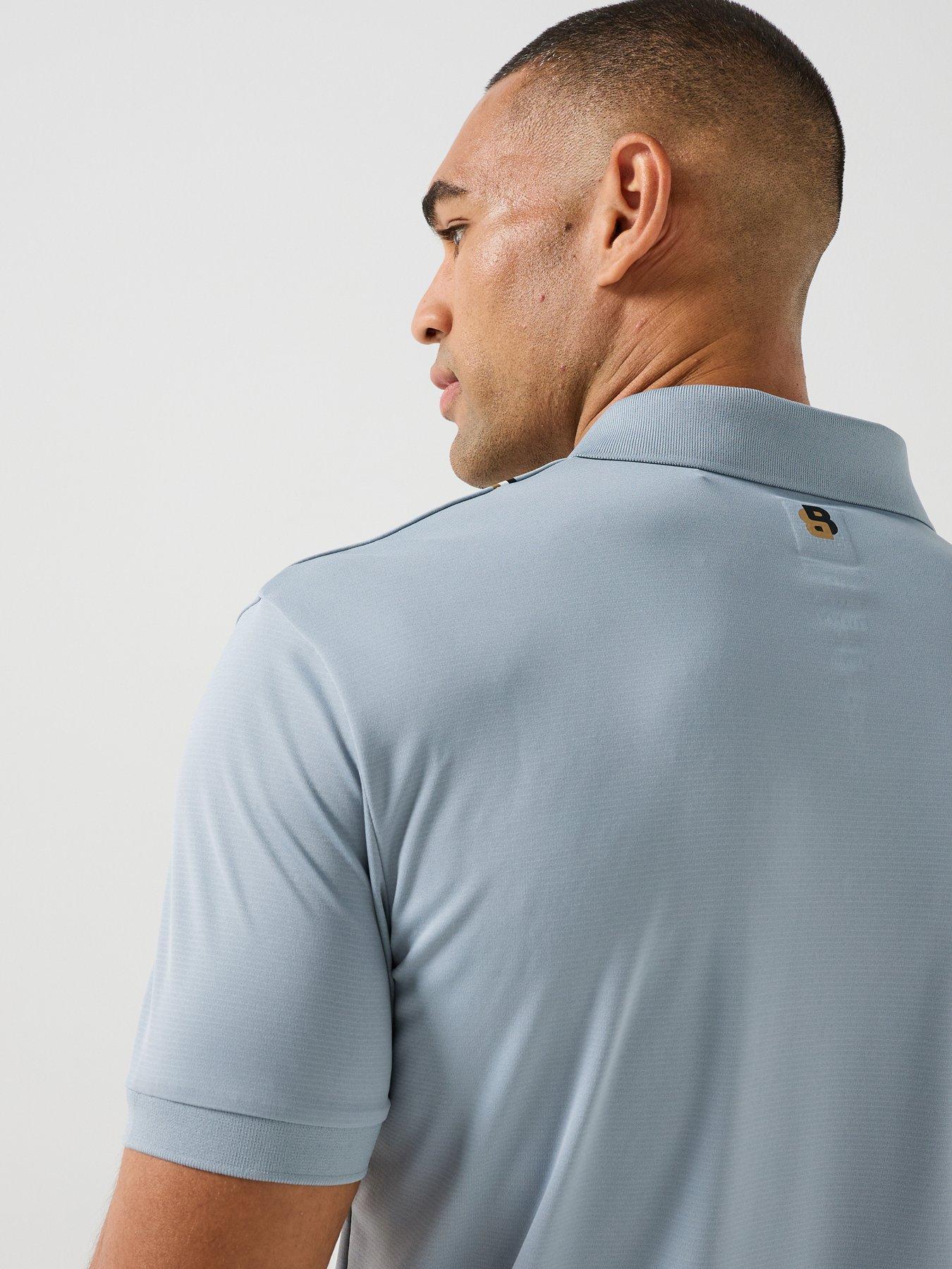 Image 6 of 6 of BOSS Mens Active Quick-Dry Polo Shirt with Signature Stripe - Grey