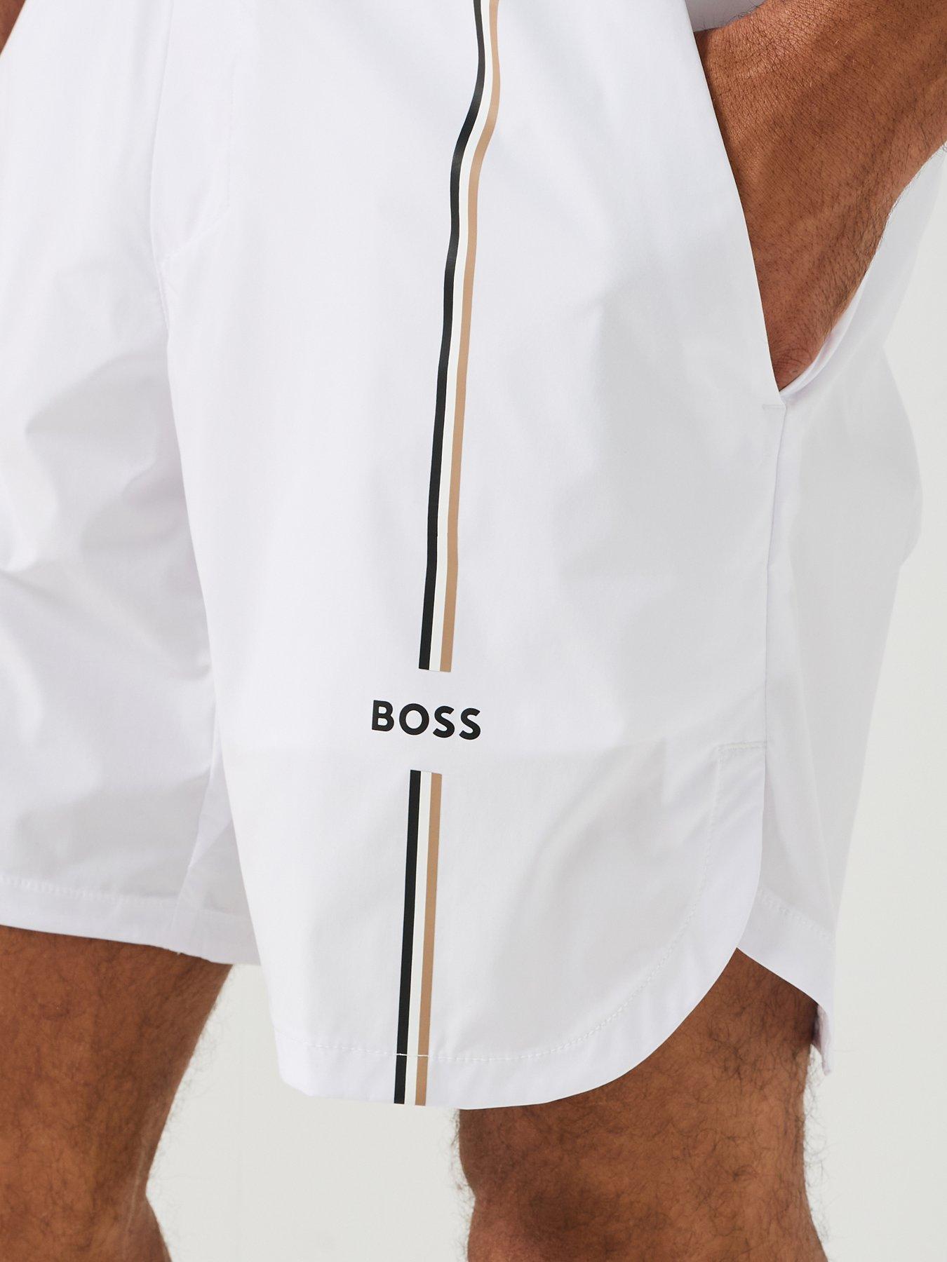 Image 4 of 6 of BOSS Mens Toc Game 8 Inch Shorts - White
