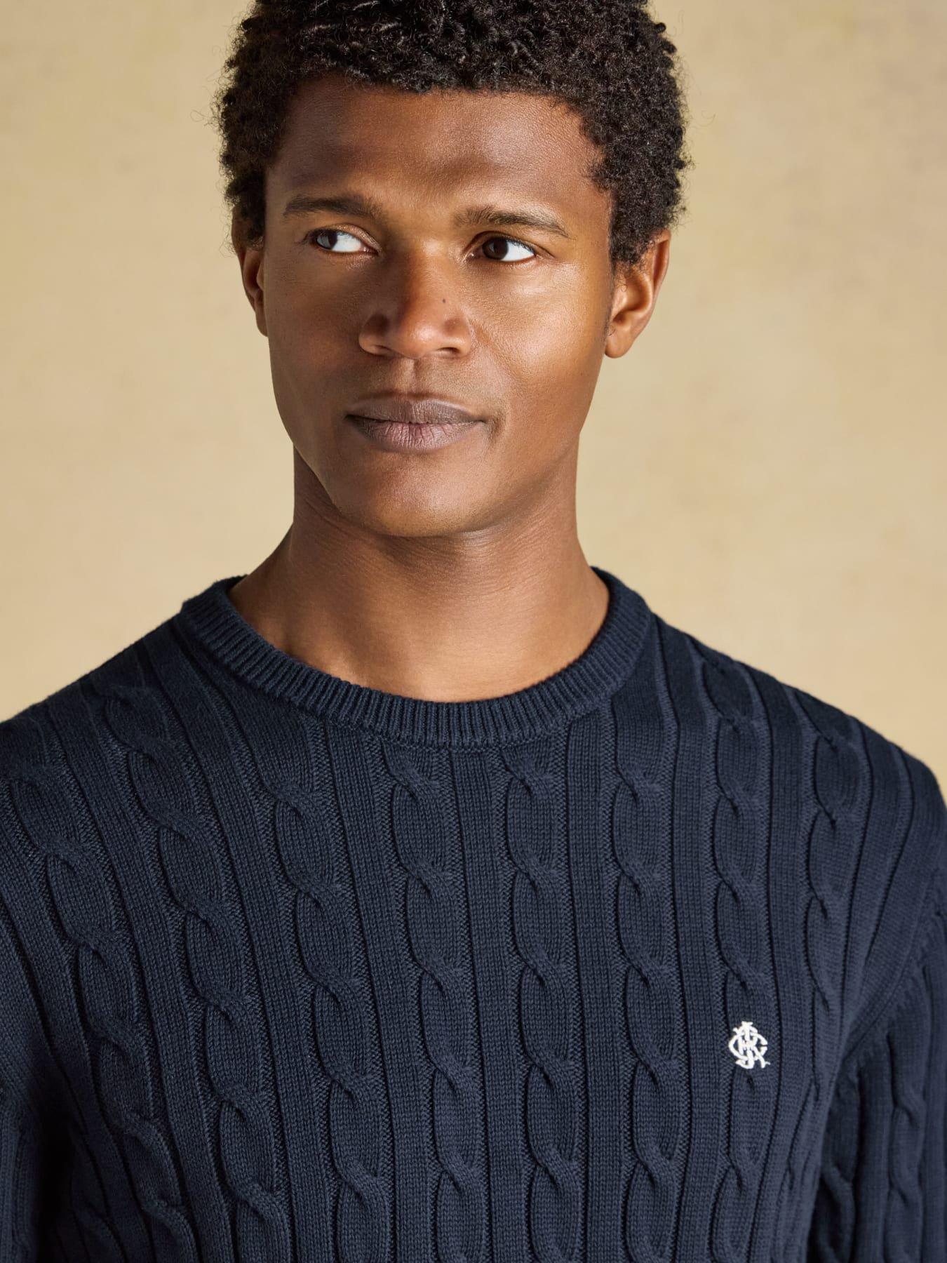 Image 6 of 7 of Joules Cable Crew Knitted Jumper- Navy