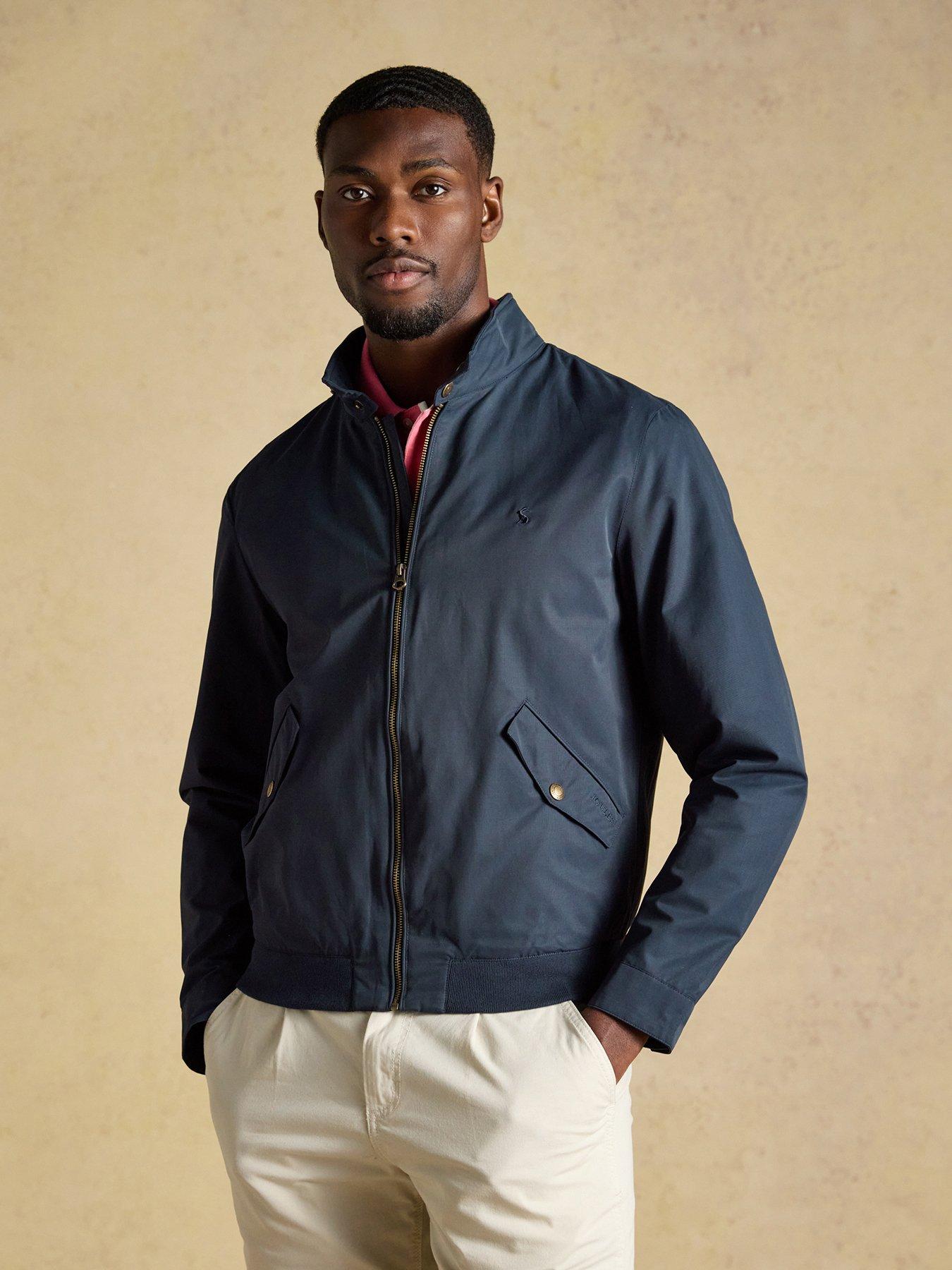 Image 1 of 7 of Joules Mens Harrington Ribbed Hem Checked Lined Jacket - Navy