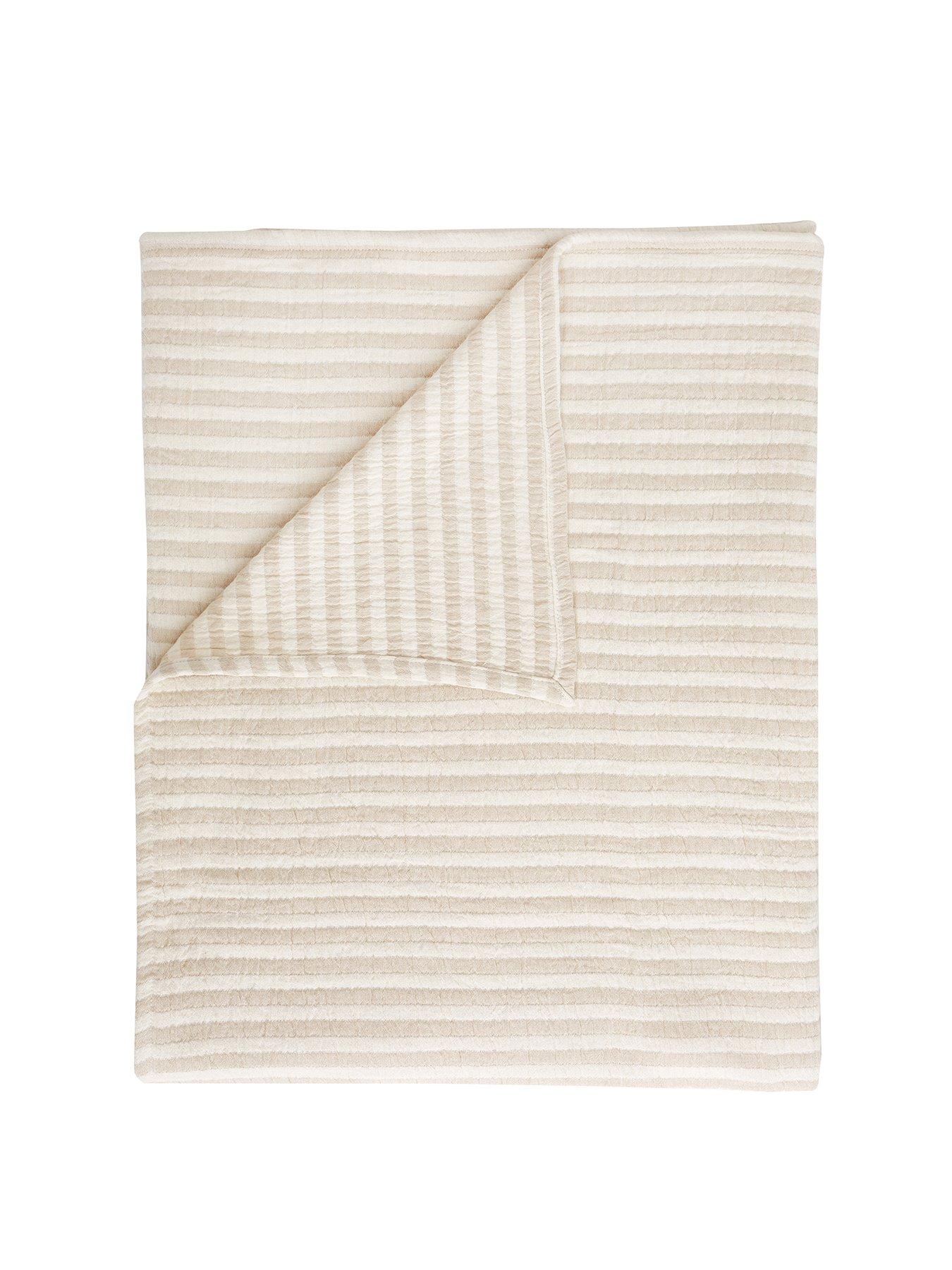 Image 2 of 4 of Bianca Fine Linens Cotton Mulsin Stripe 100% Cotton Throw
