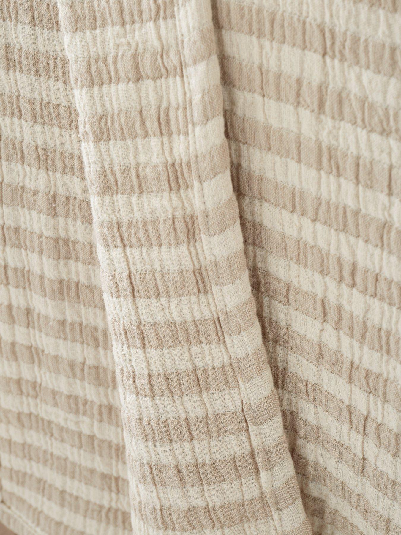 Image 3 of 4 of Bianca Fine Linens Cotton Mulsin Stripe 100% Cotton Throw